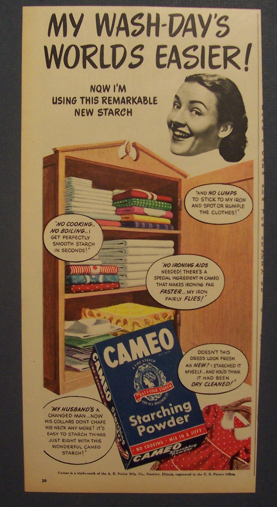 1947  Cameo  Starching  Powder