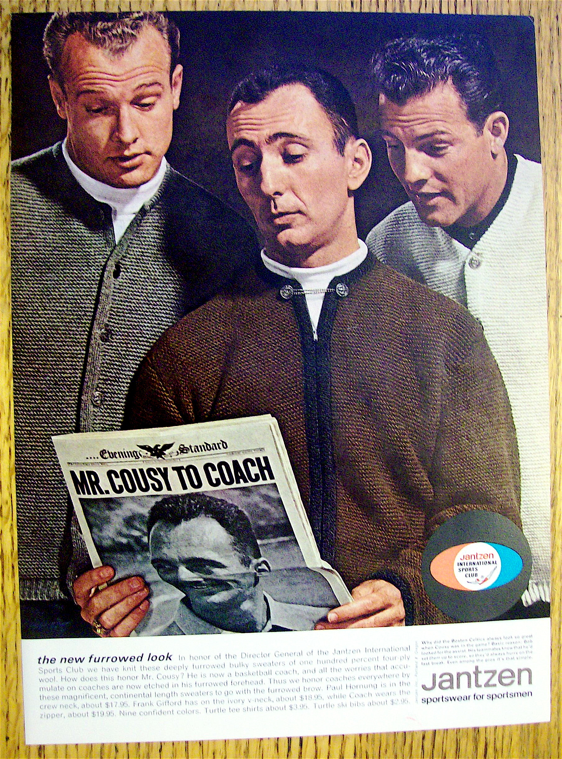 1963 Jantzen w/Frank Gifford, Bob Cousy & Paul Hornung