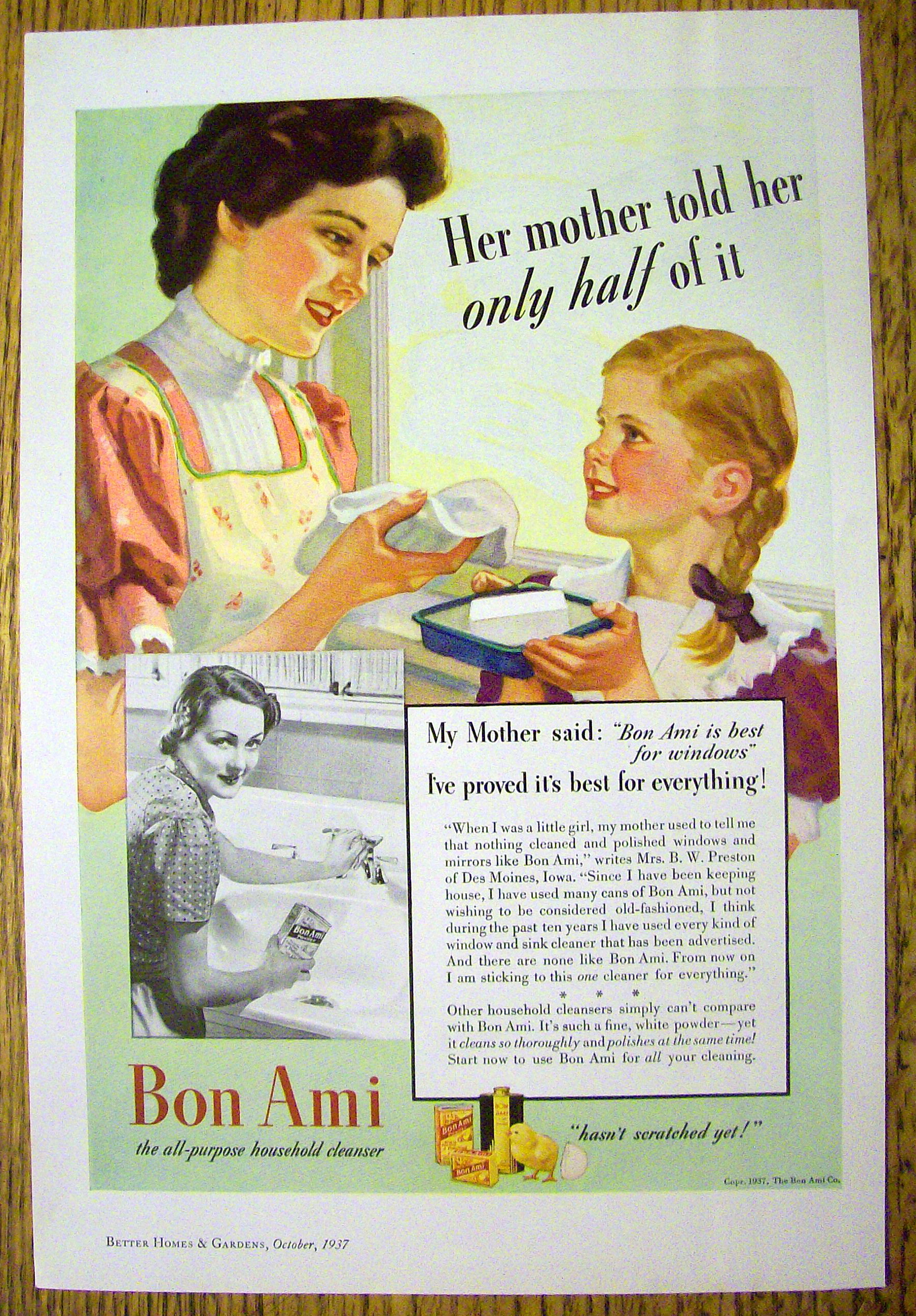 1937 Bon Ami with Woman Talking To a Girl
