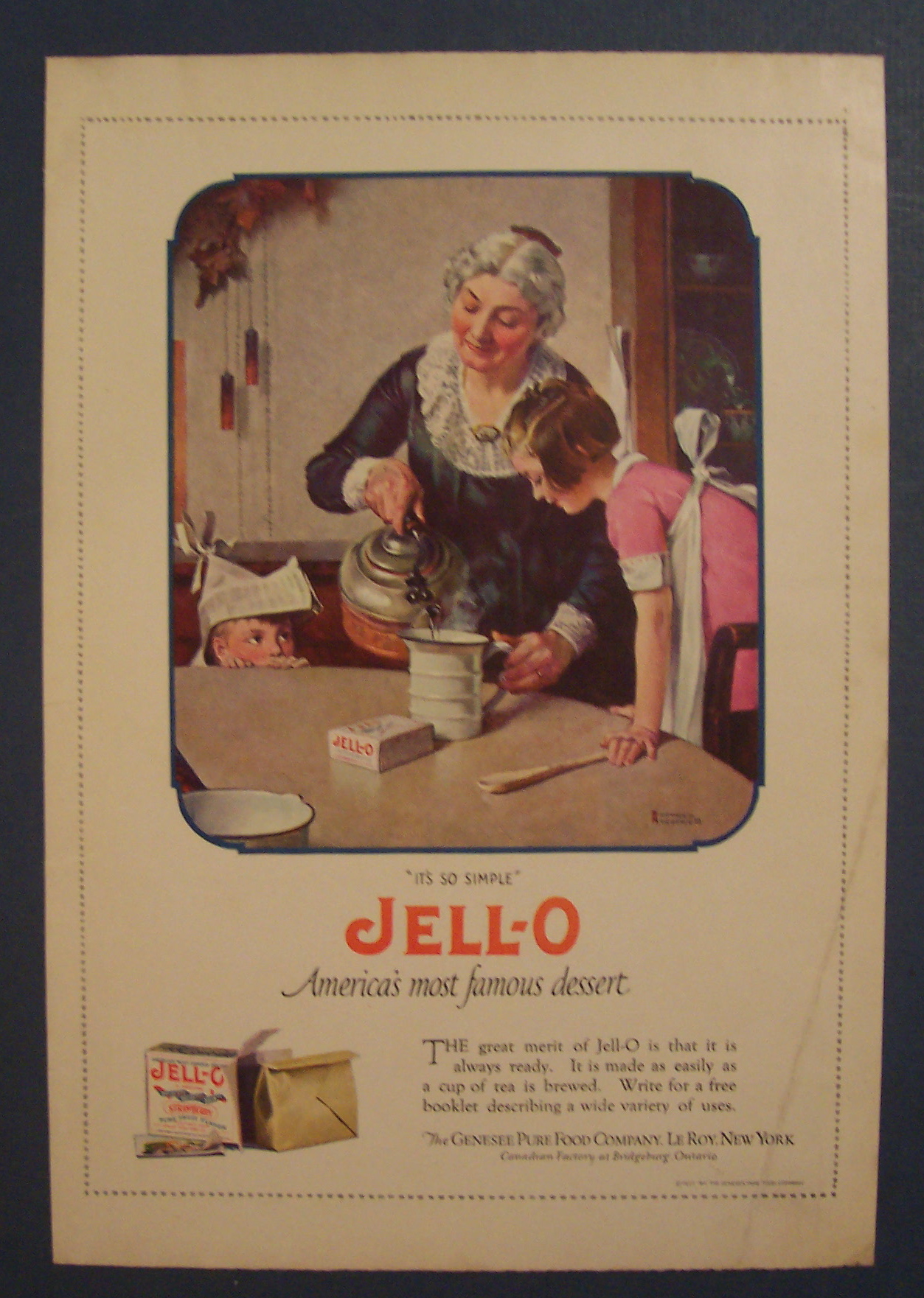 1923 Jell O Dessert Ad By Norman Rockwell