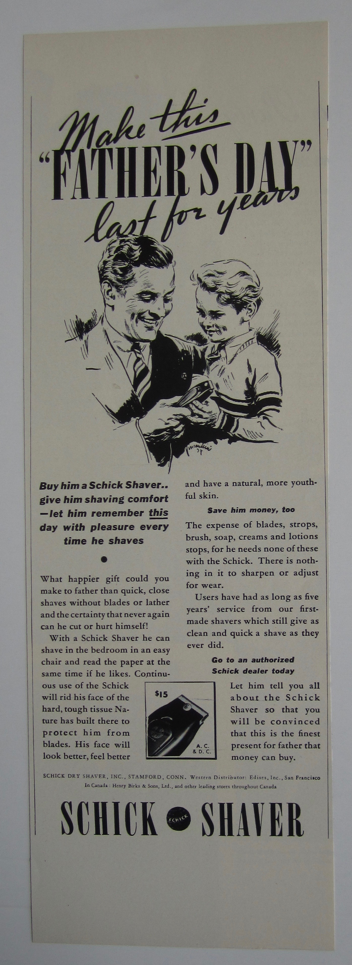 1937 Schick Shaver with Dad on Father's Day