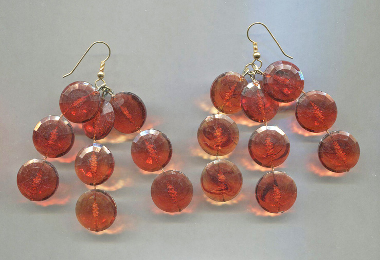 Amber Plastic Disc Drop Earrings