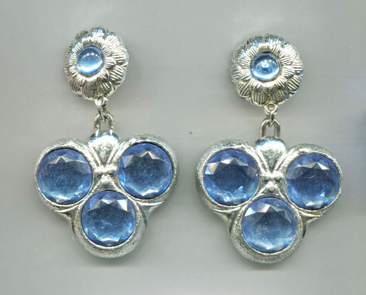 Light Blue Plastic In Silver Drop Earrings