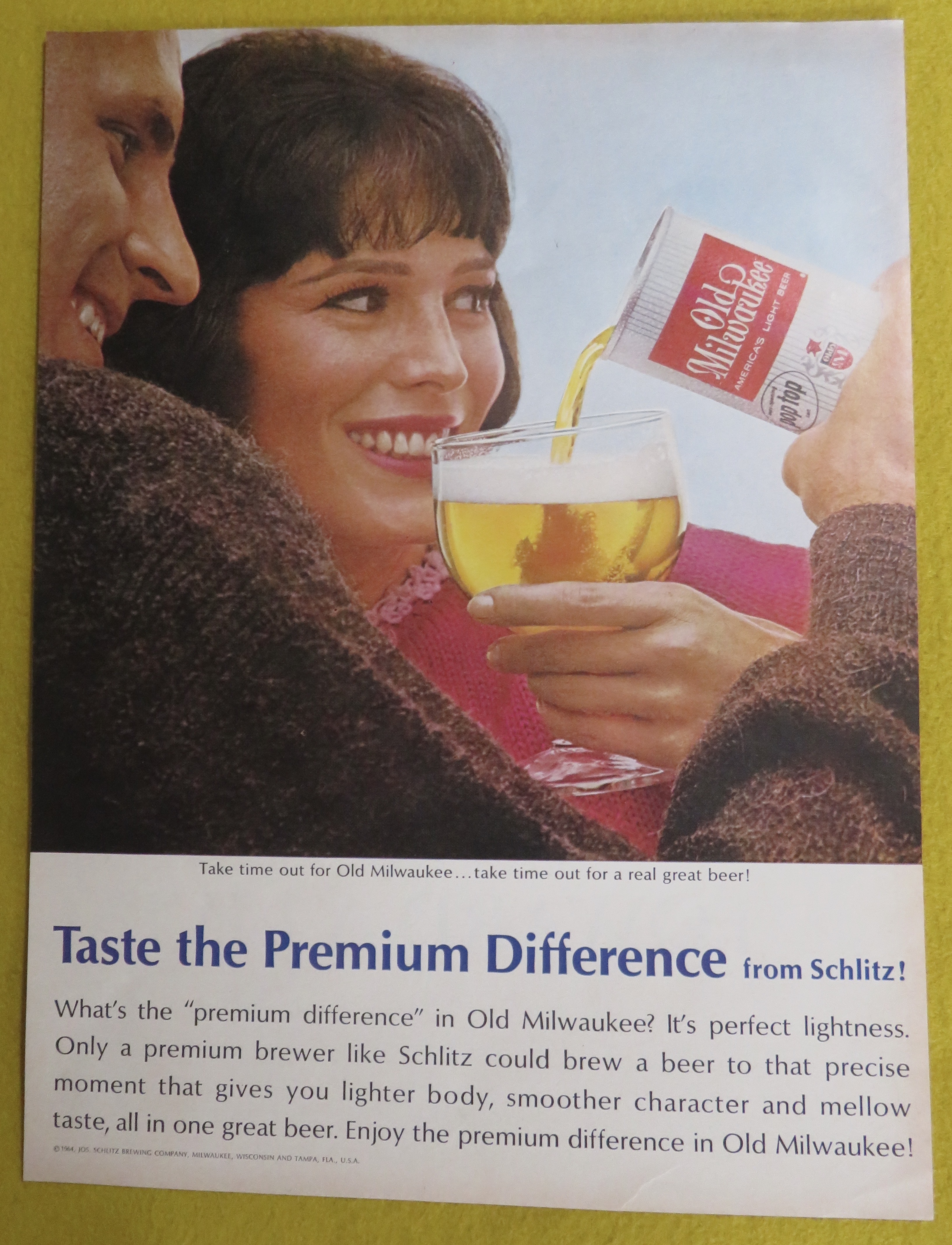 1964 Old Milwaukee Beer with Man Pouring Beer