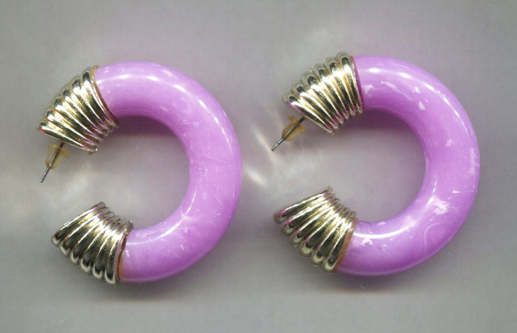 Large Hot Pink Plastic Earrings