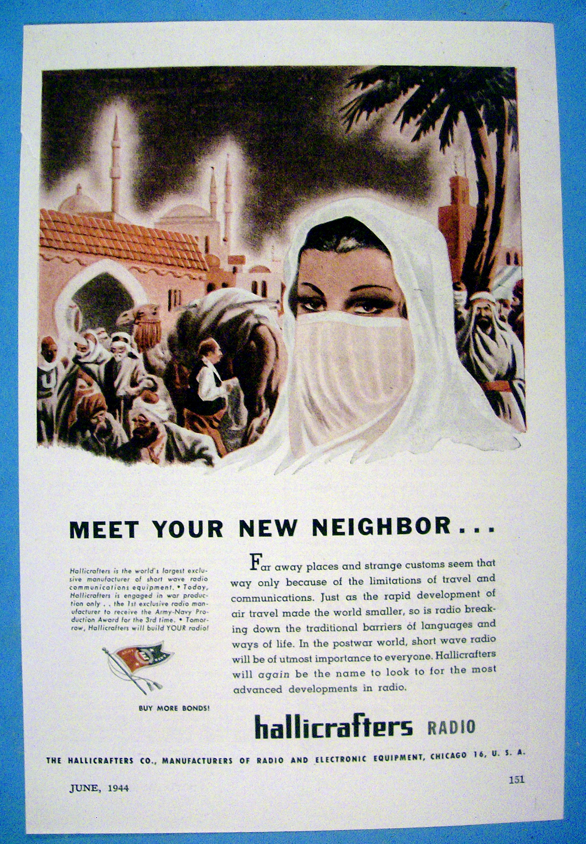 1944 Hallicrafters Radio with Meet Your New Neighbor