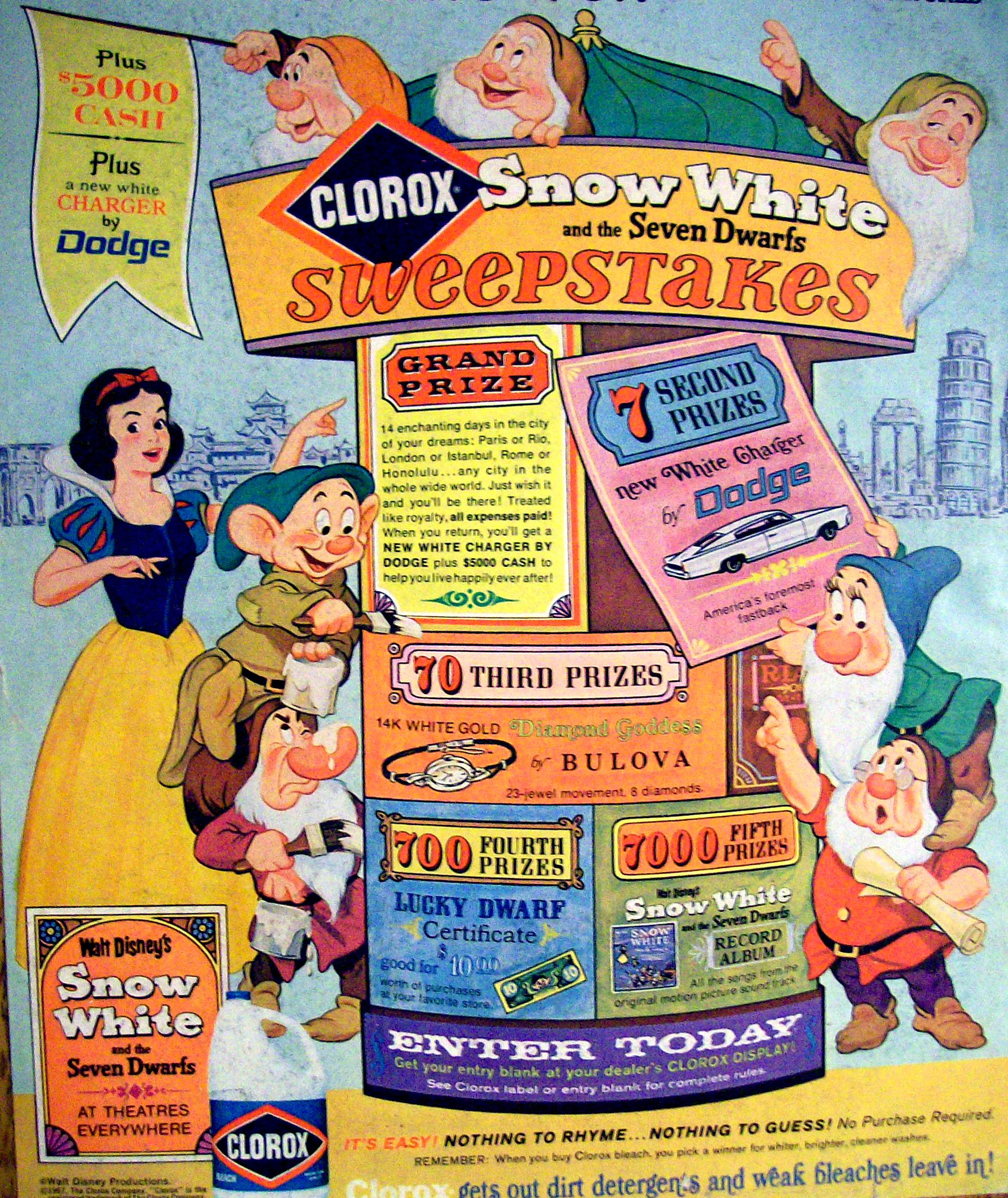 1967 Clorox with Snow White & 7 Dwarfs