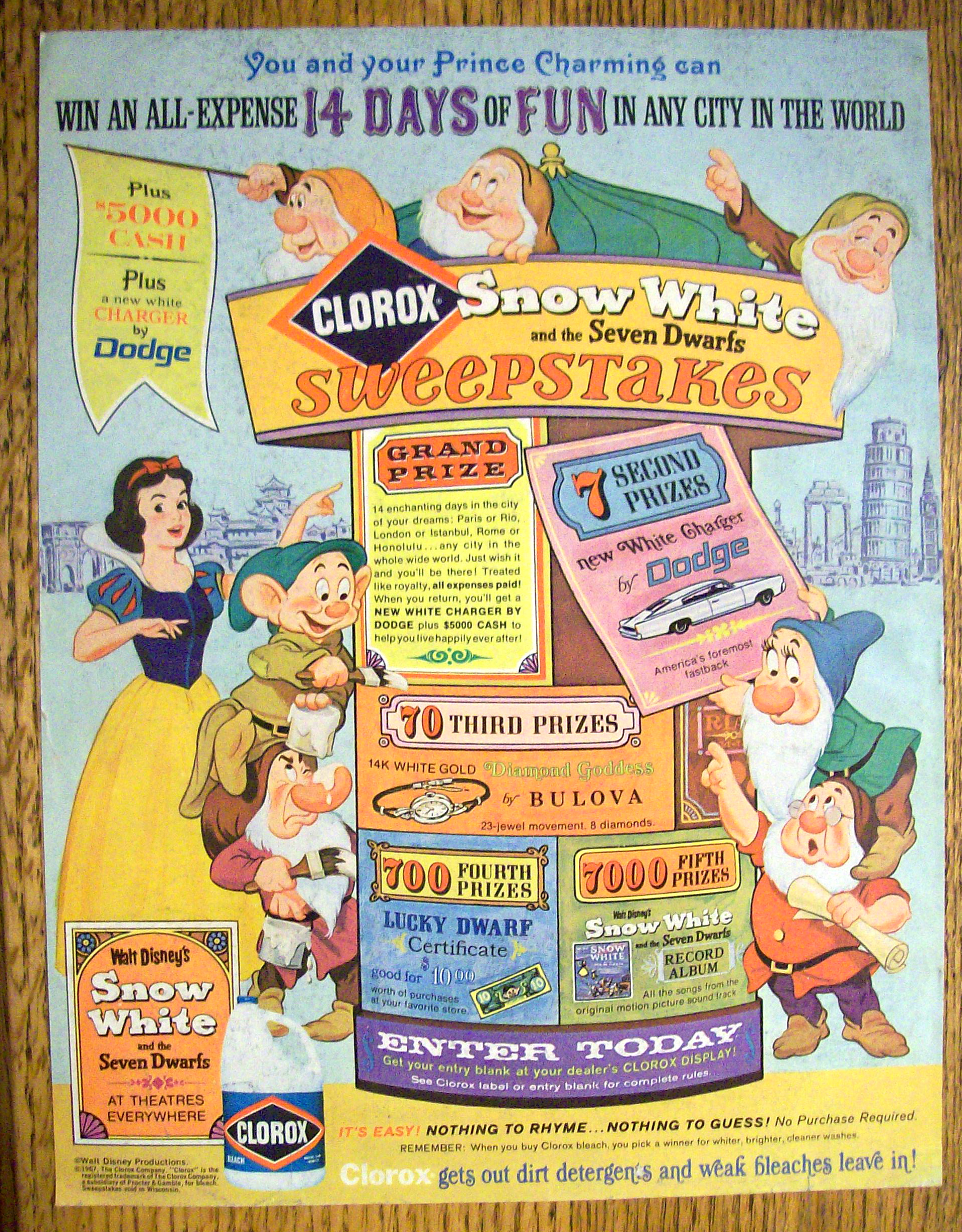 1967 Clorox with Snow White & 7 Dwarfs