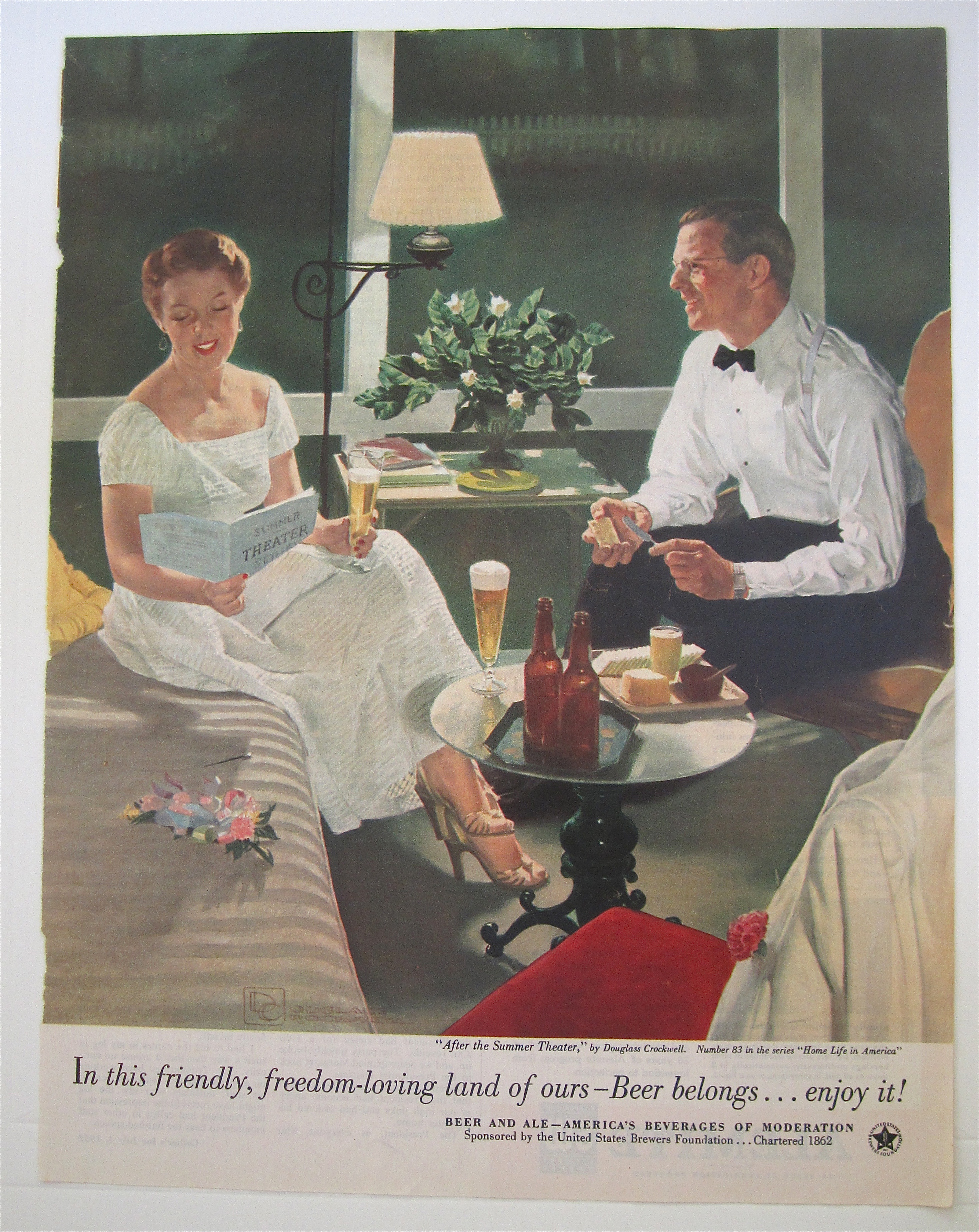 1953 Beer Belongs w/ After Summer Theater By Crockwell