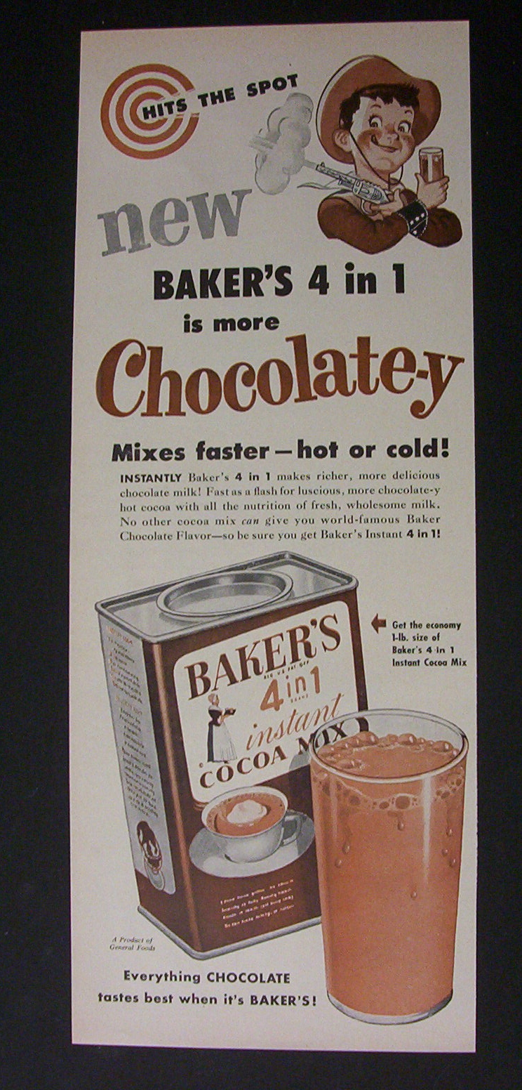 Vintage Ad: 1952  Baker's  Cocoa  Mix