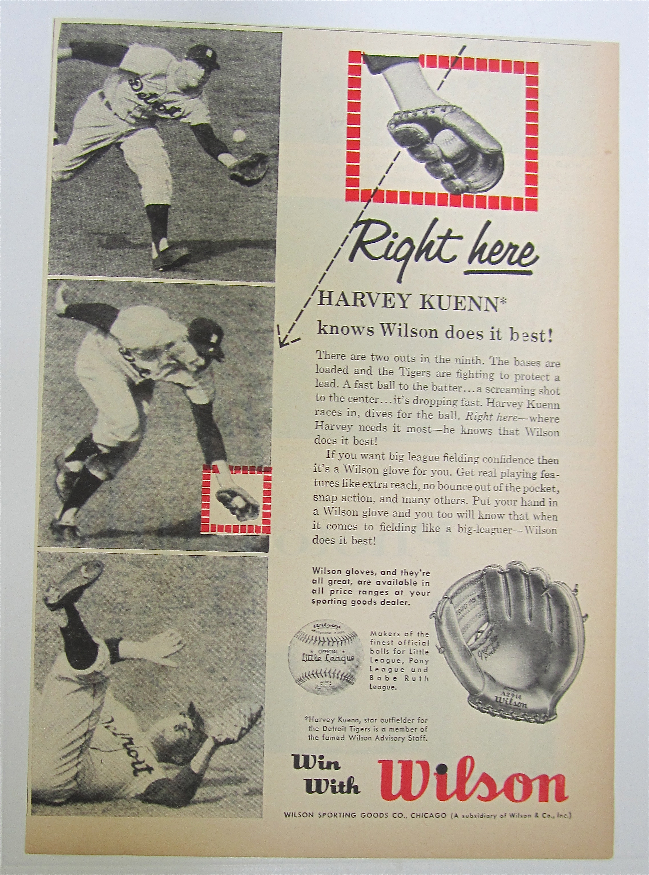 1959 Wilson Glove With Harvey Kuenn