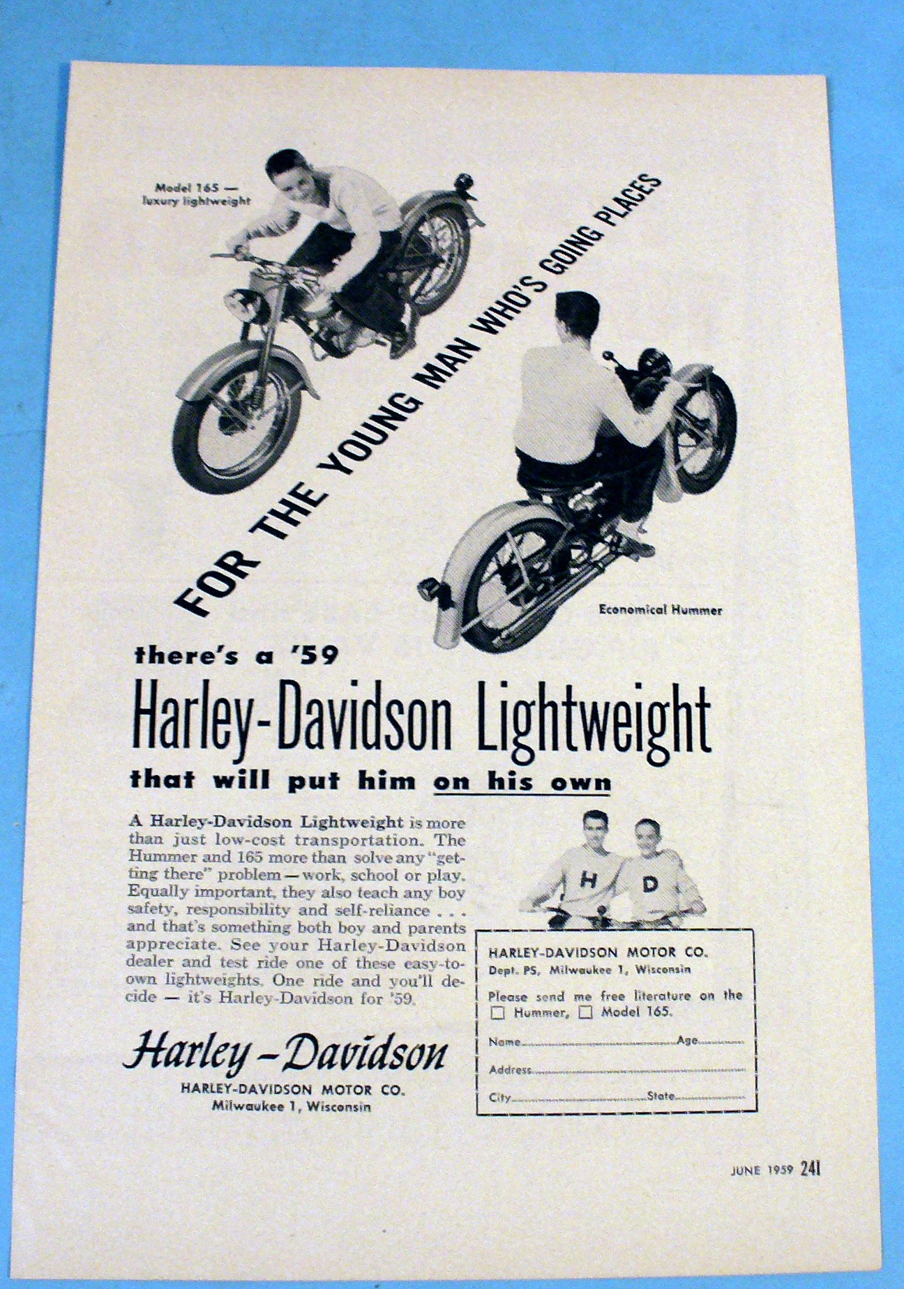 1959 Harley Davidson Lightweight w/Model 165 & Hummer