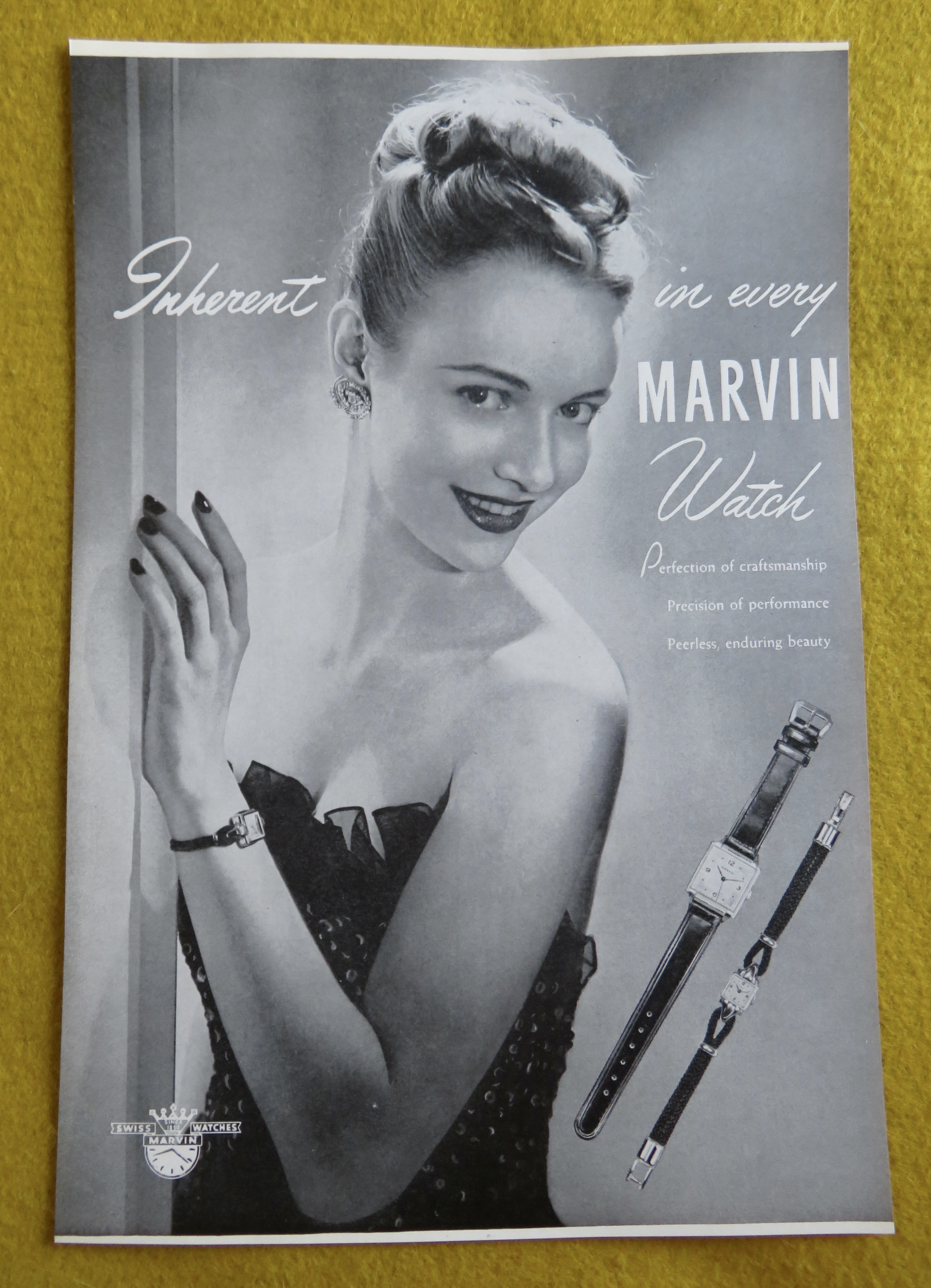 1946 Marvin Watch with Lovely Woman Wearing Watch