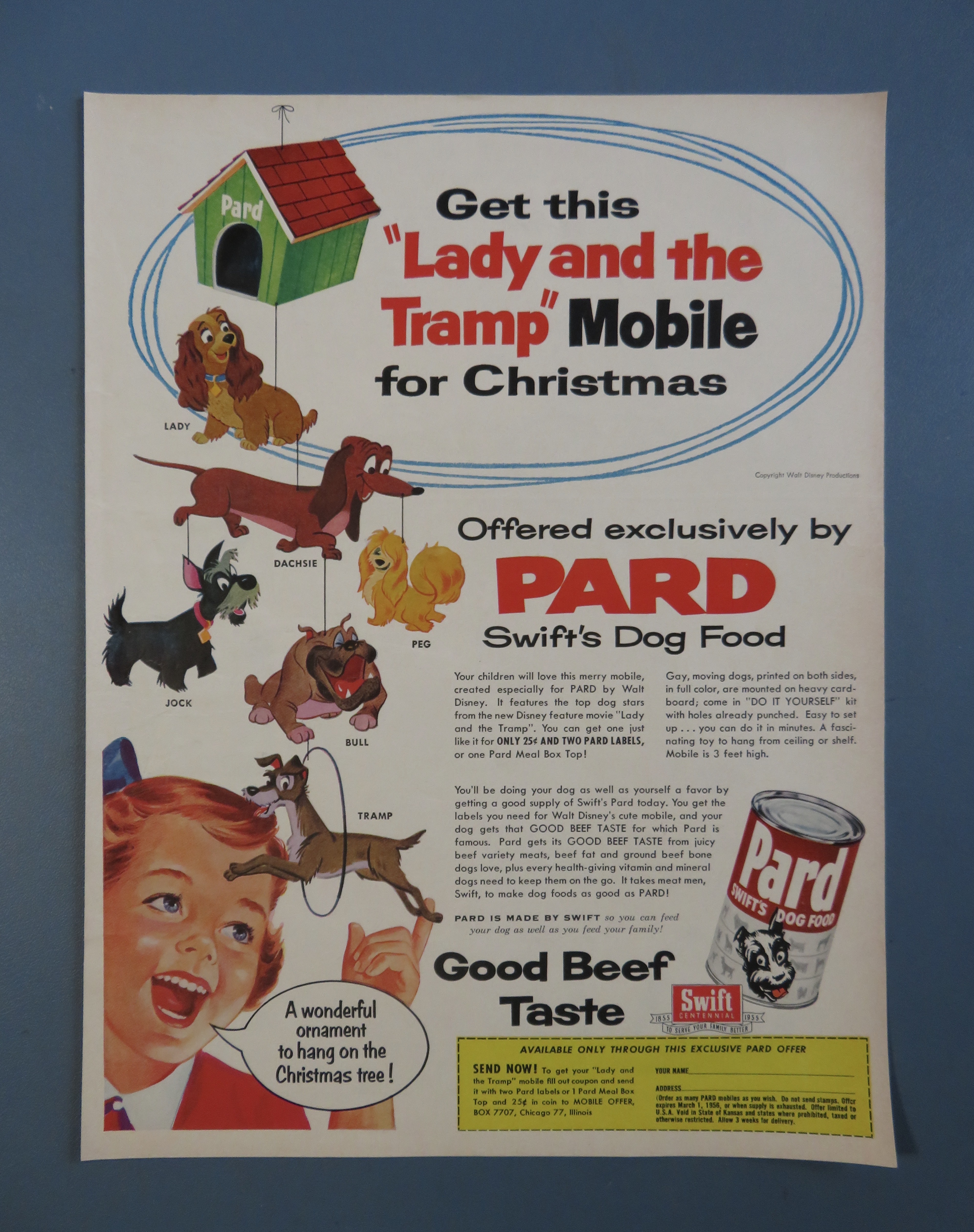 1955 Pard Dog Food with Lady and the Tramp Mobile