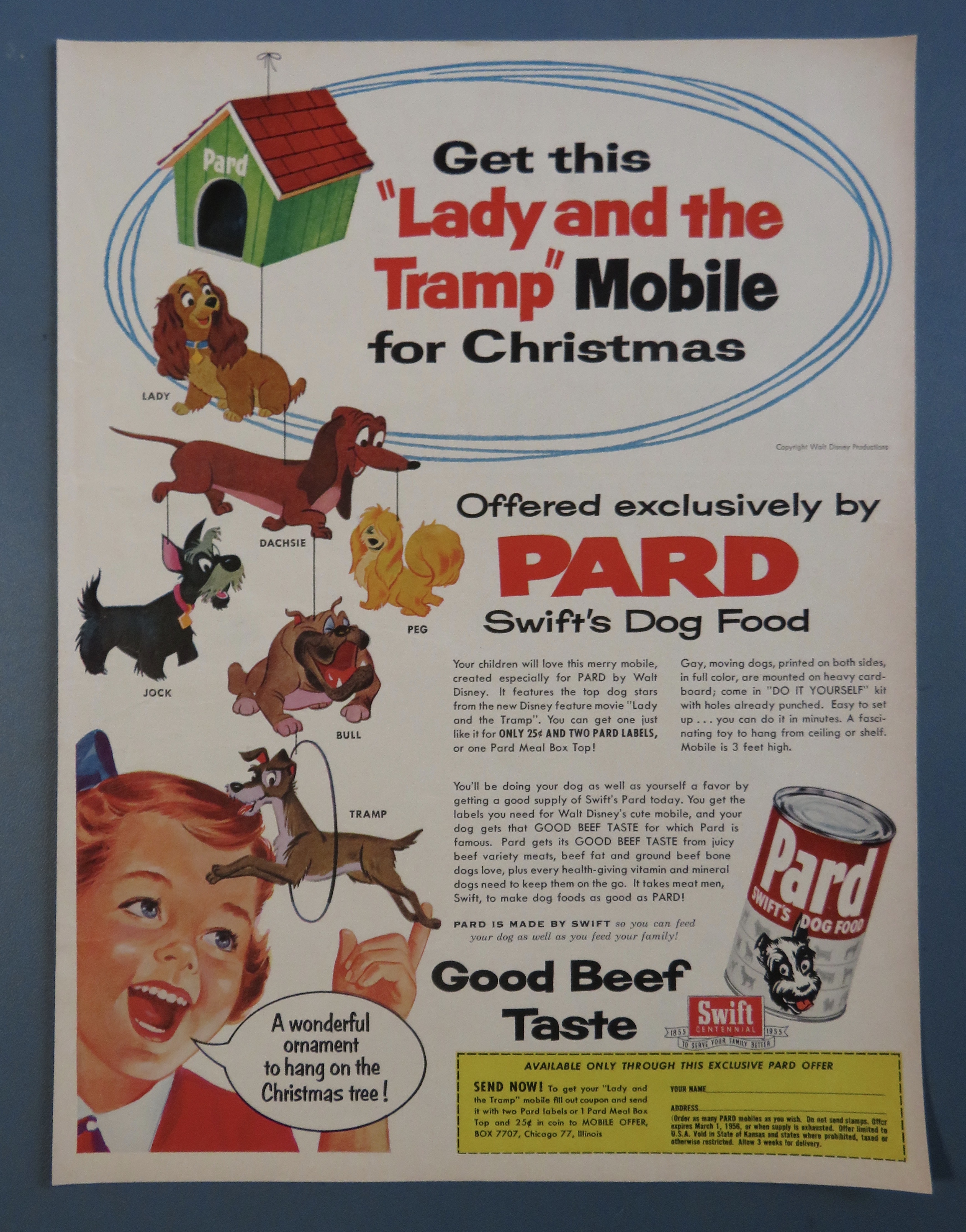 1955 Pard Dog Food with Lady and the Tramp Mobile