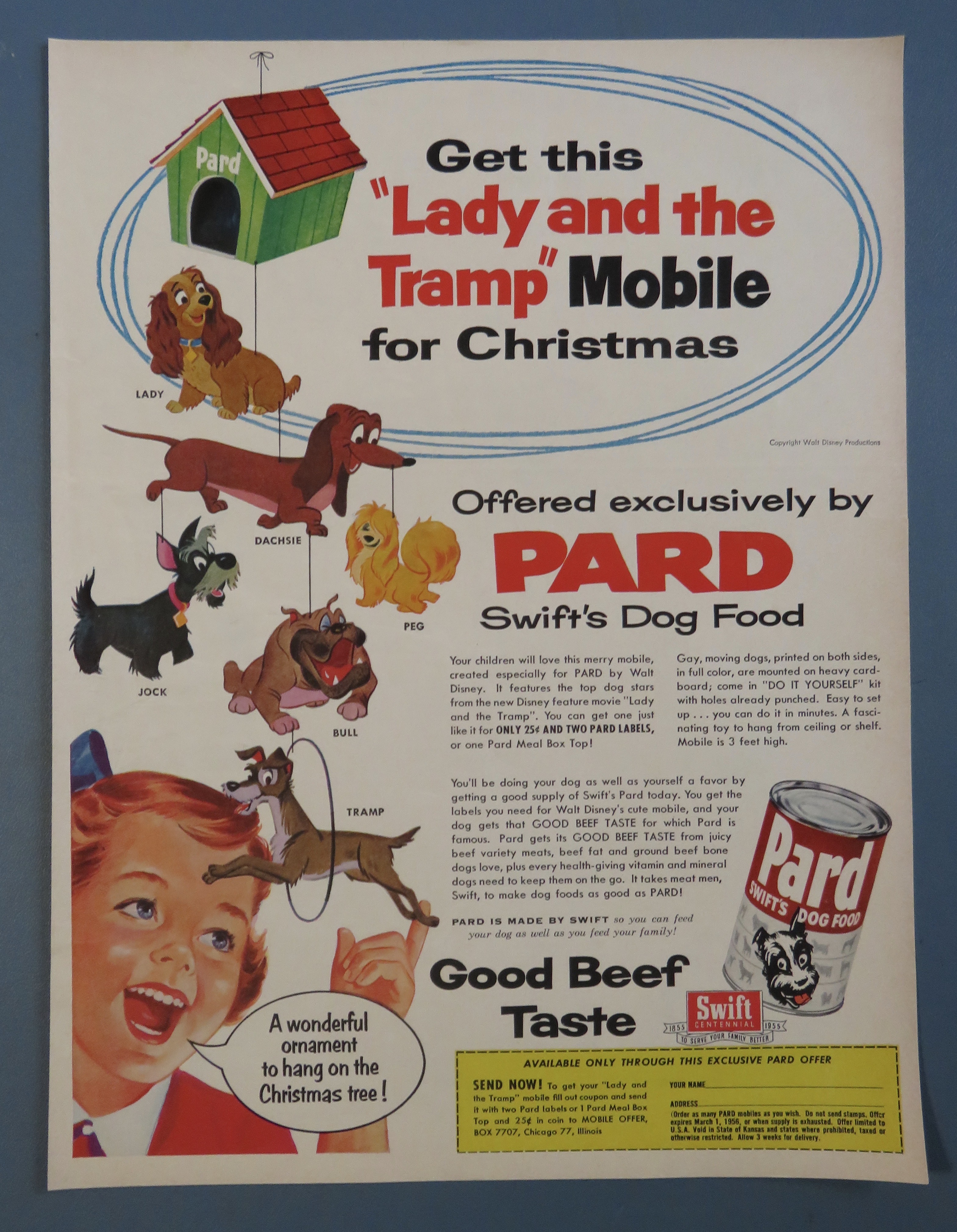 1955 Pard Dog Food with Lady and the Tramp Mobile