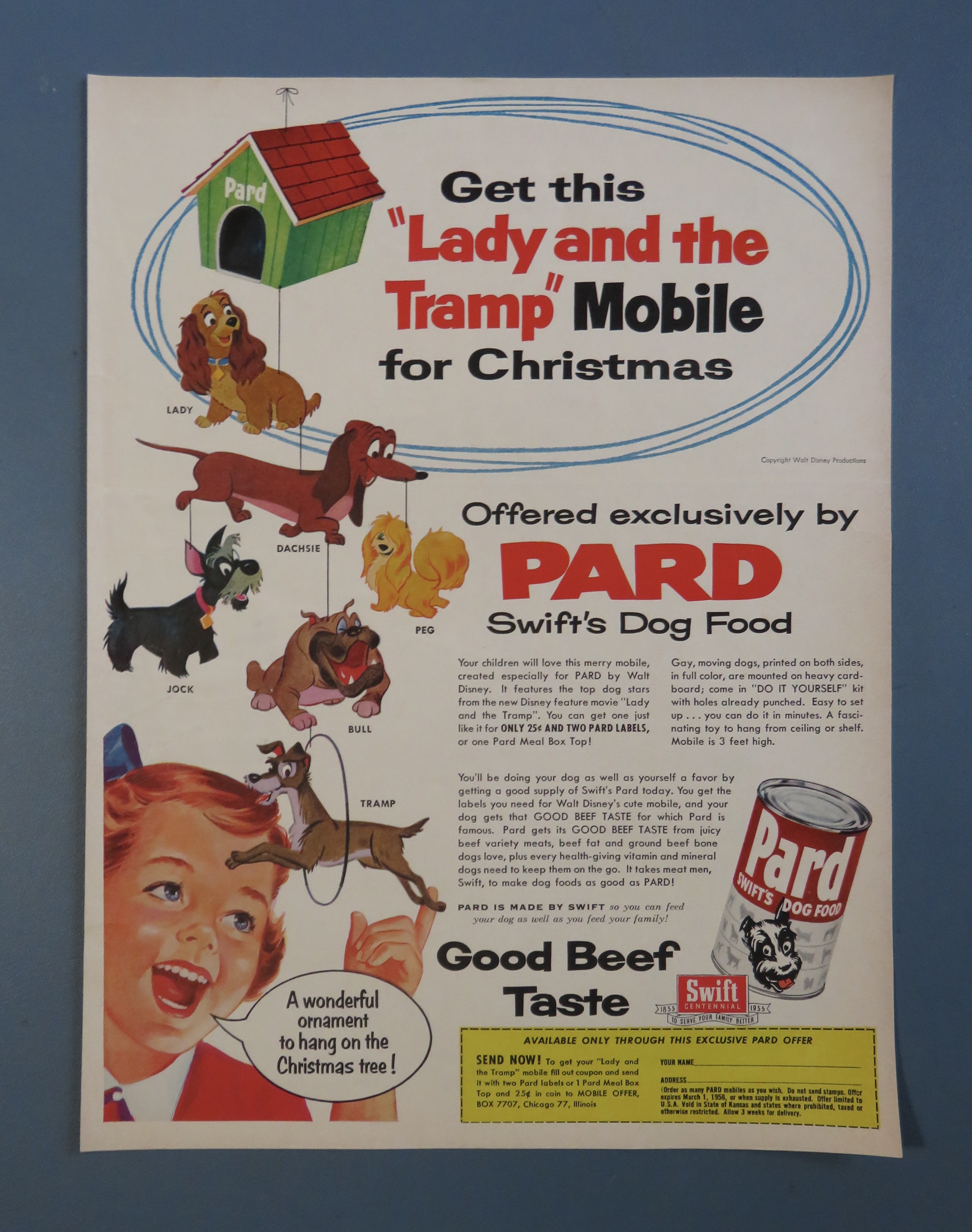 1955 Pard Dog Food with Lady and the Tramp Mobile