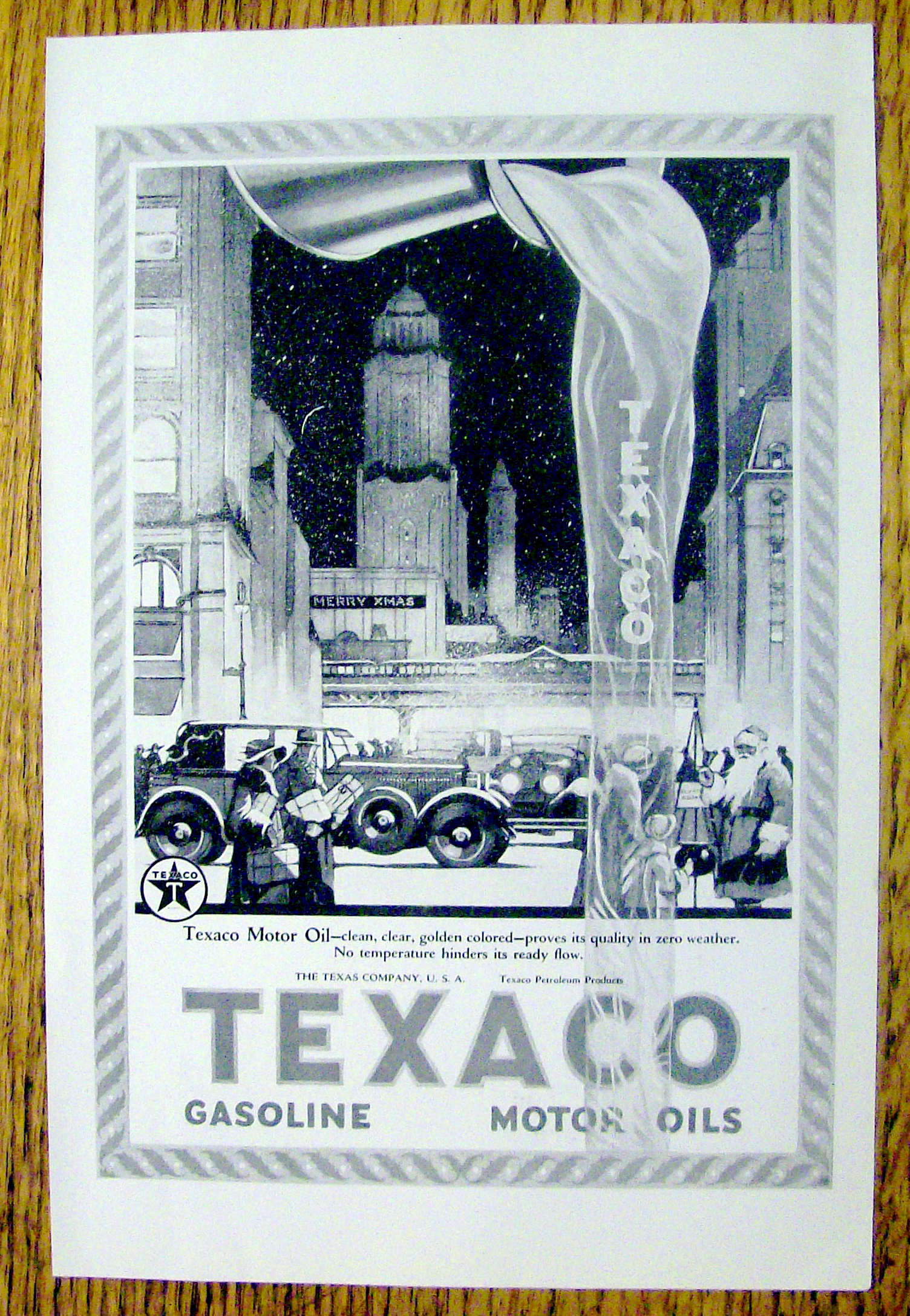 1923 Texaco with City Scene & Pouring Oil