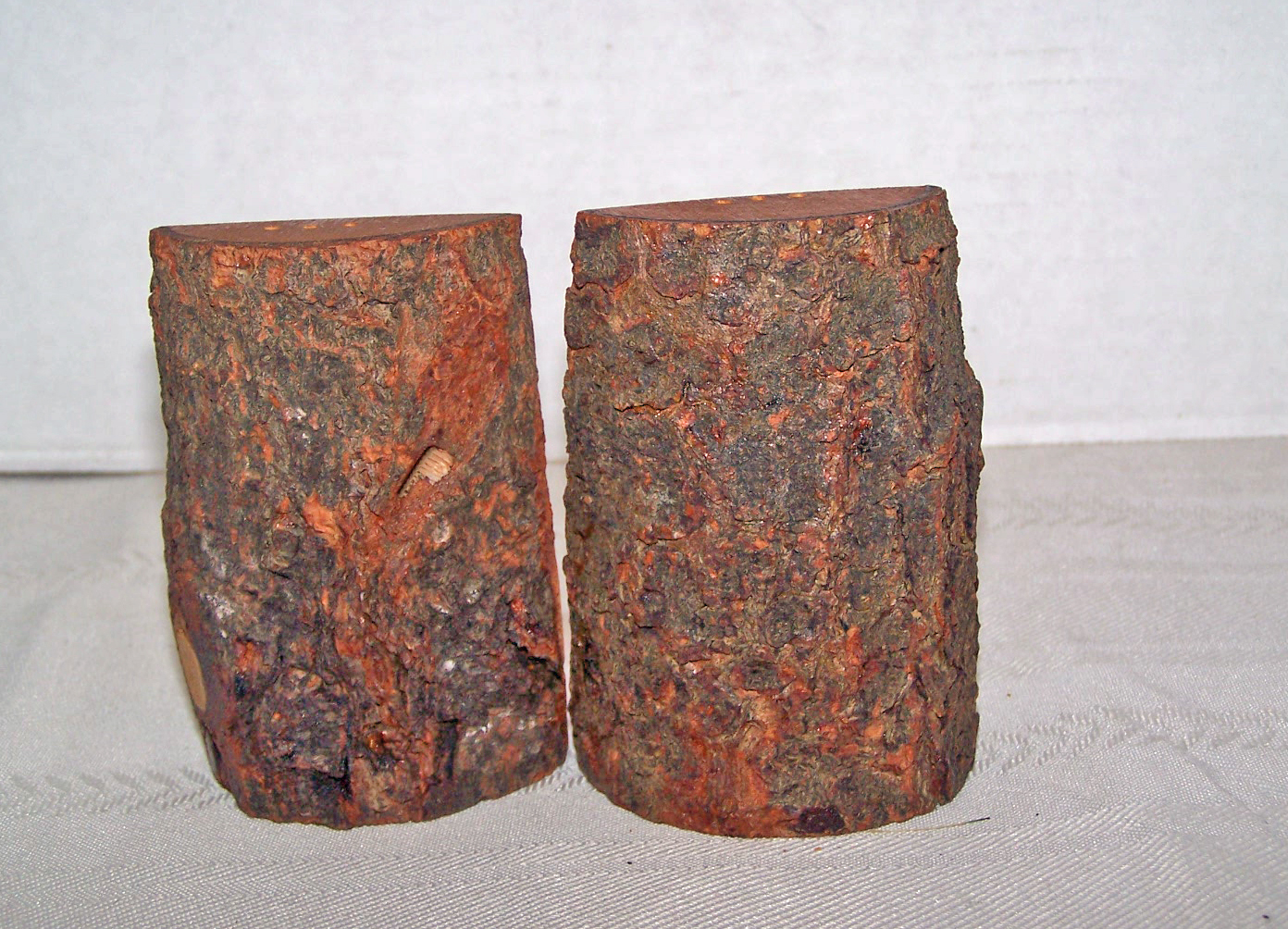 Tree Bark Wood Salt & Pepper Shakers, Texas Souvenirs,