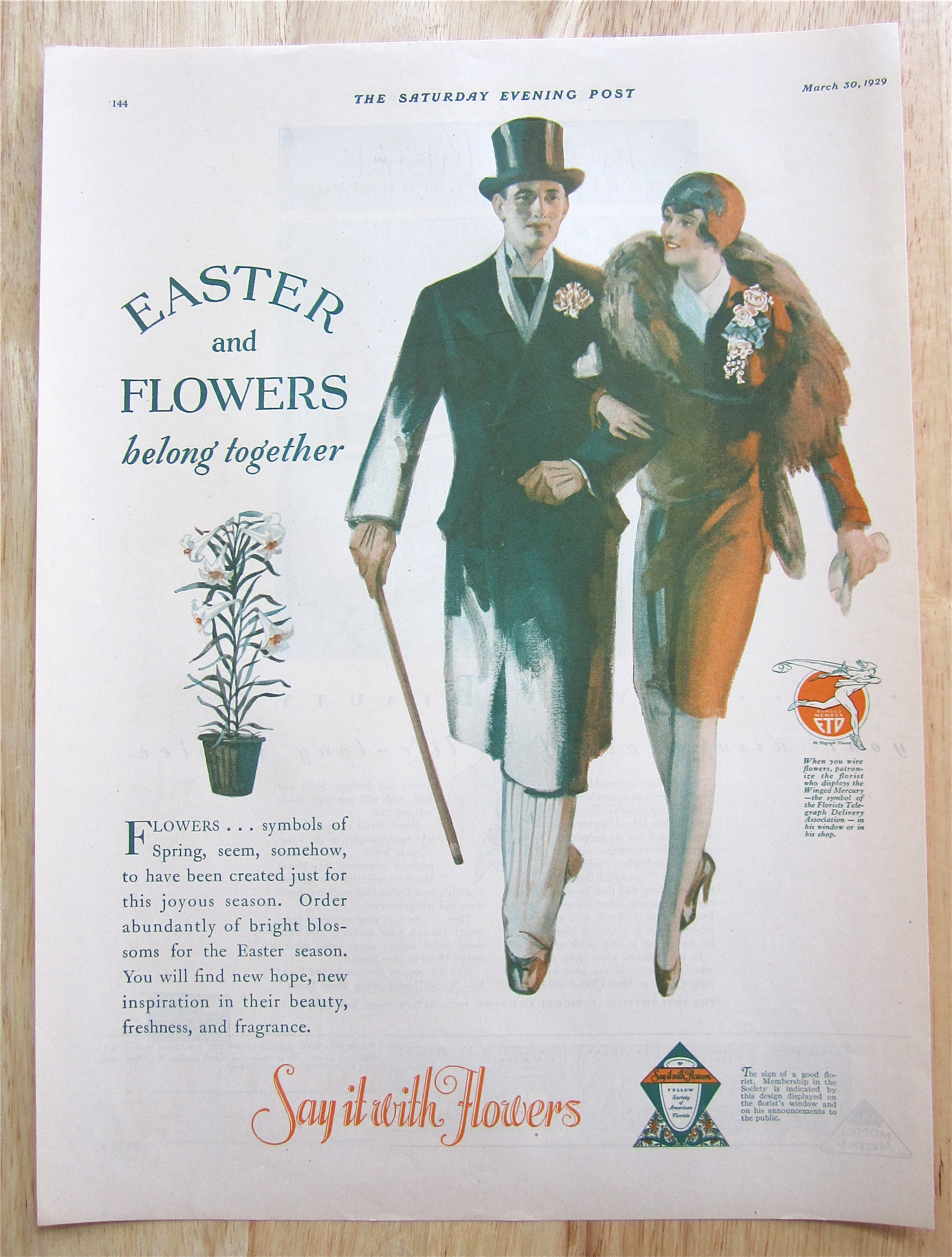 1929 Say It With Flowers With Couple At Easter