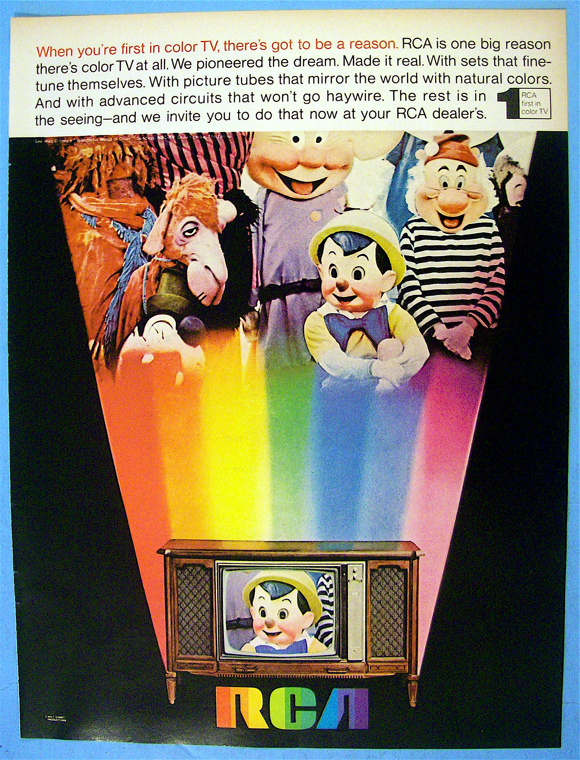 1968 Rca TV with Pinocchio, Dopey & More