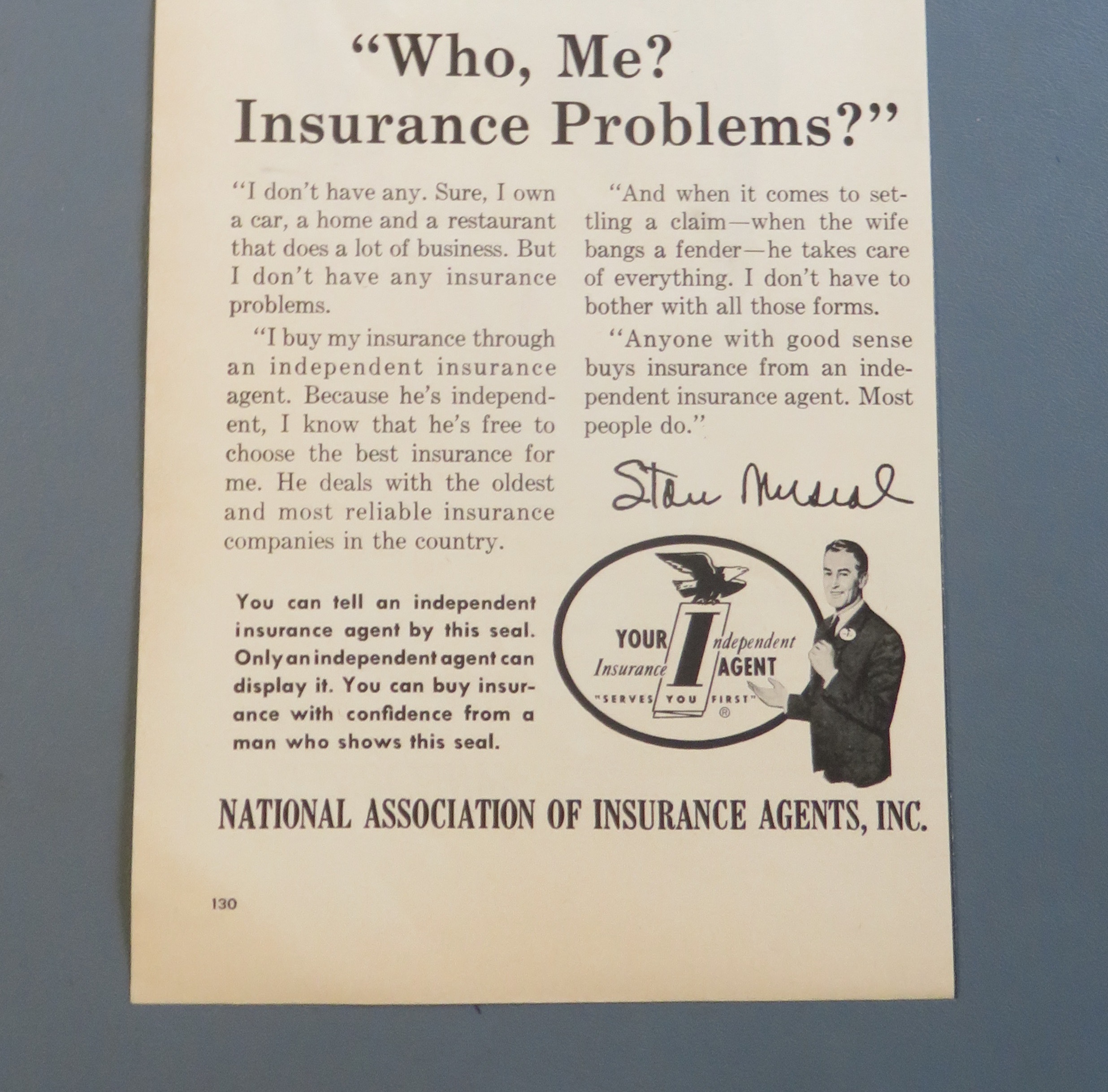 1960 National Association Of Insurance w/Stan Musial
