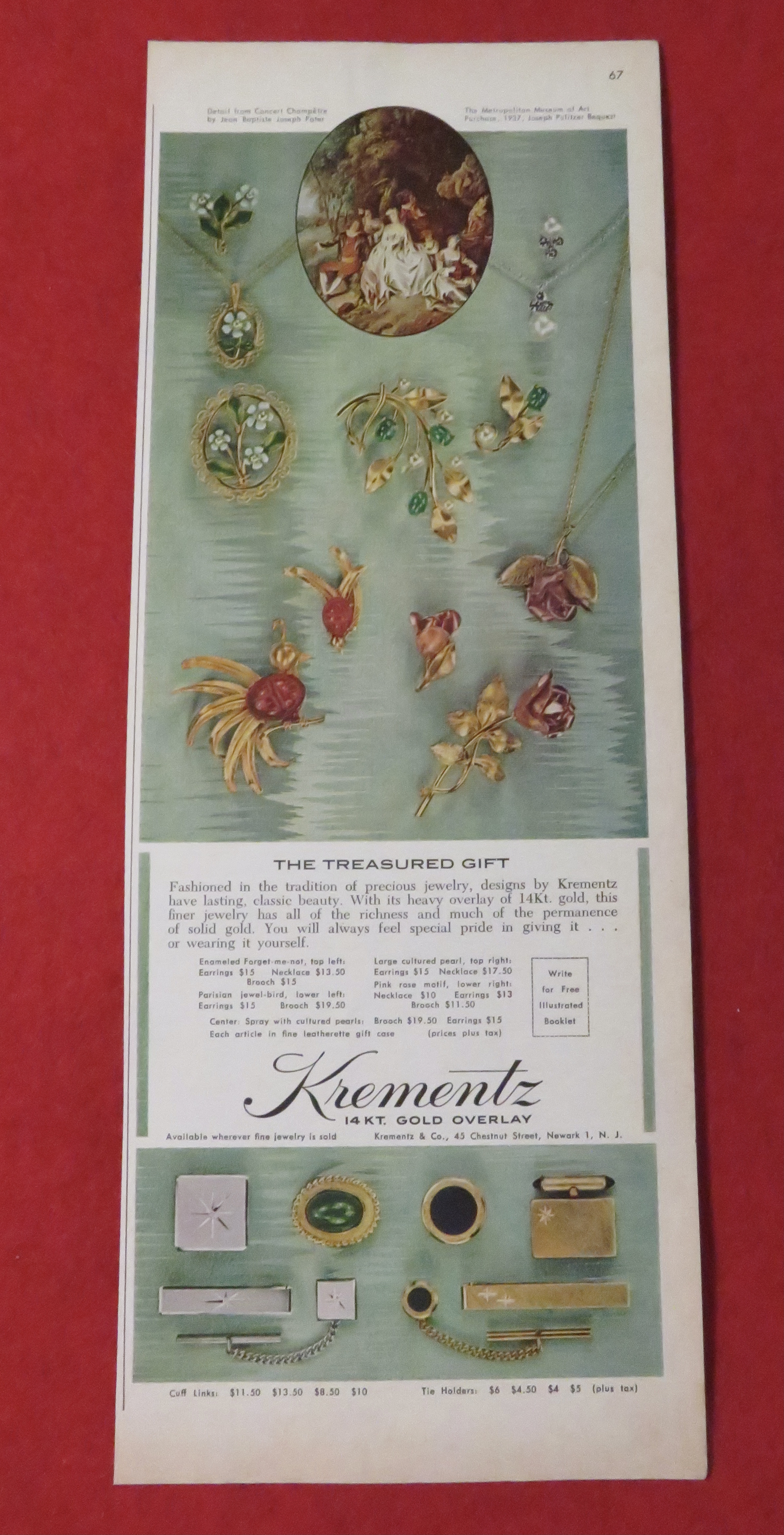 1962 Krementz Jewelry with The Treasured Gift