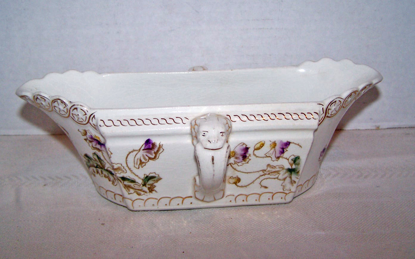 Gravy Boat, Two Handled, Floral Print