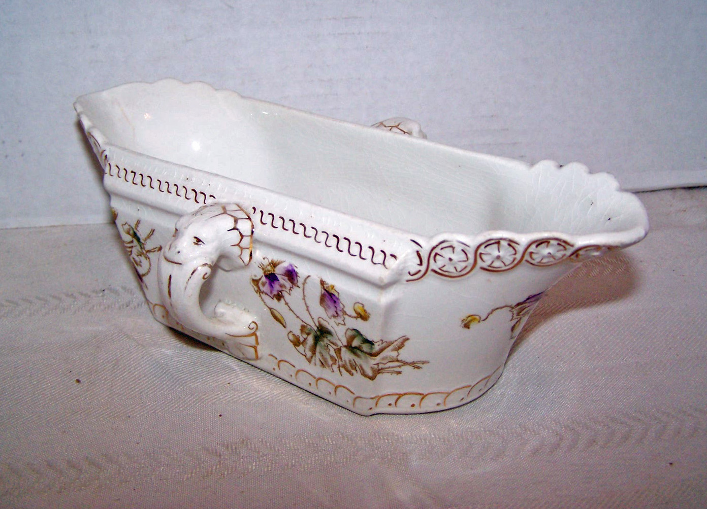 Gravy Boat, Two Handled, Floral Print