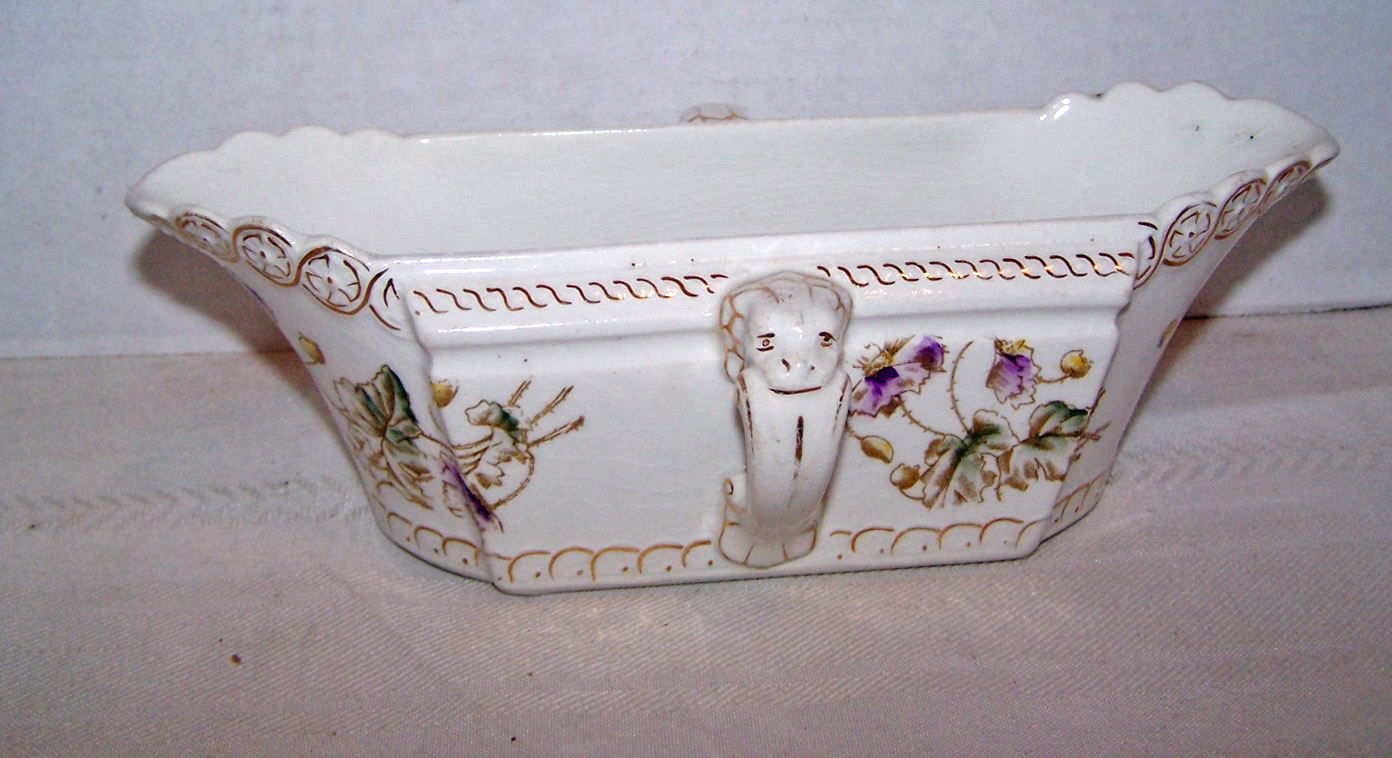 Gravy Boat, Two Handled, Floral Print