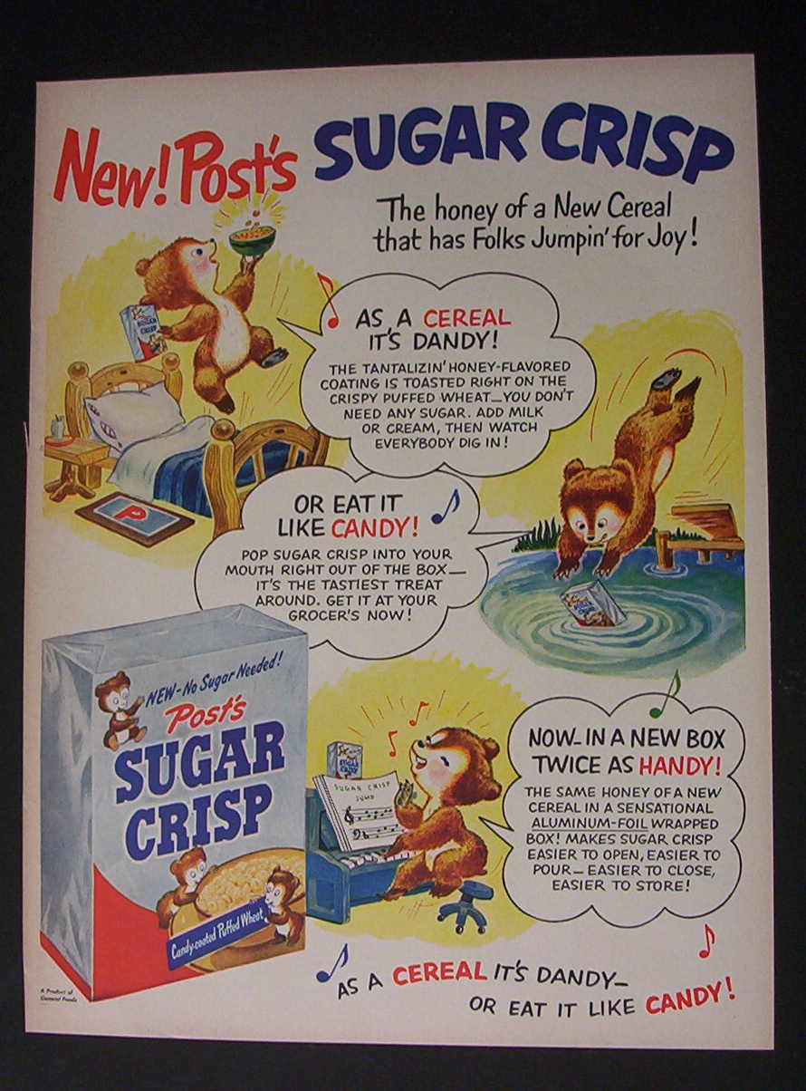1951 Dual Ad: Florida  Oranges  &  Post  Sugar  Crisp