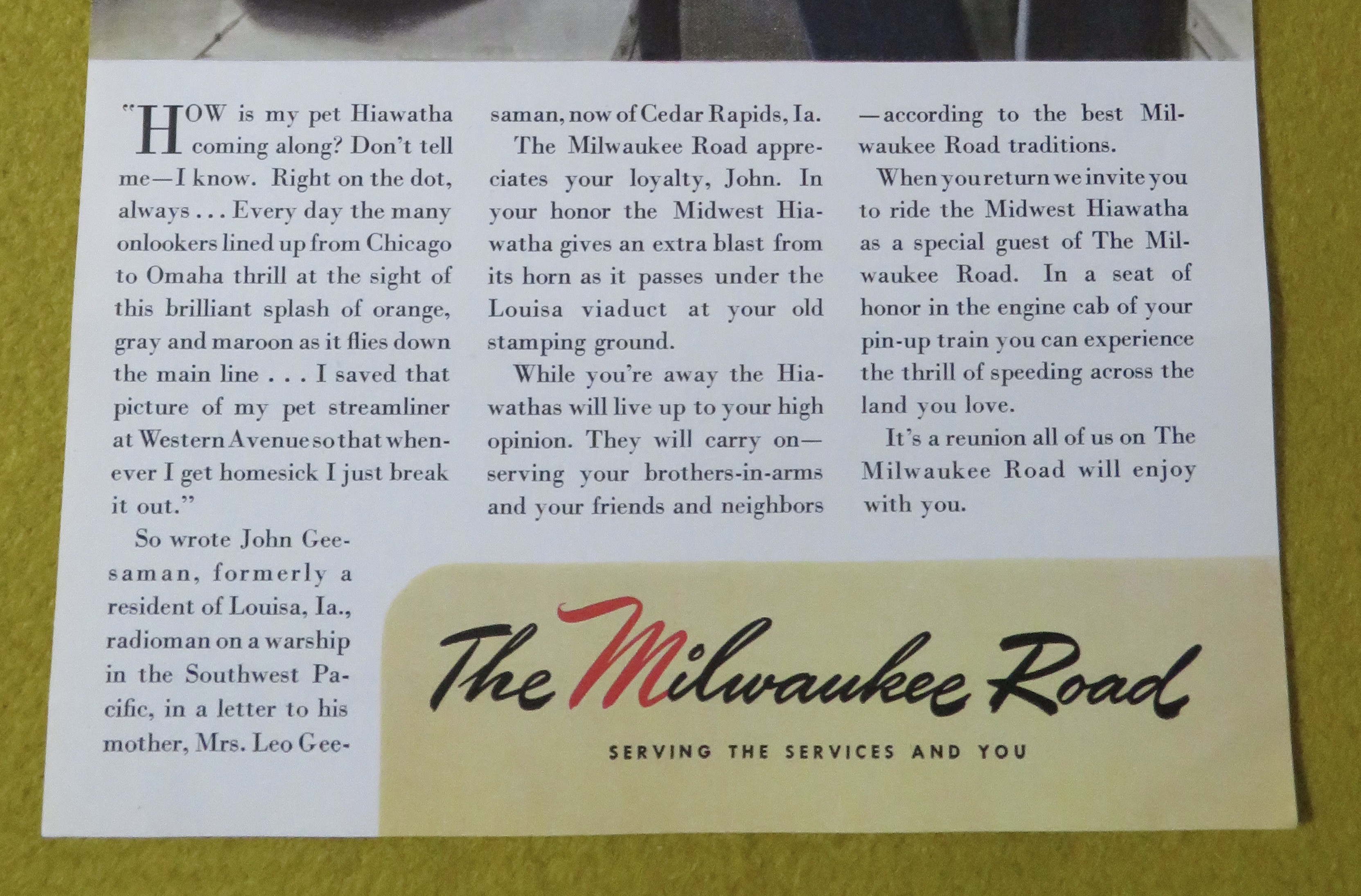 1945 The Milwaukee Road with John's Pin Up Train