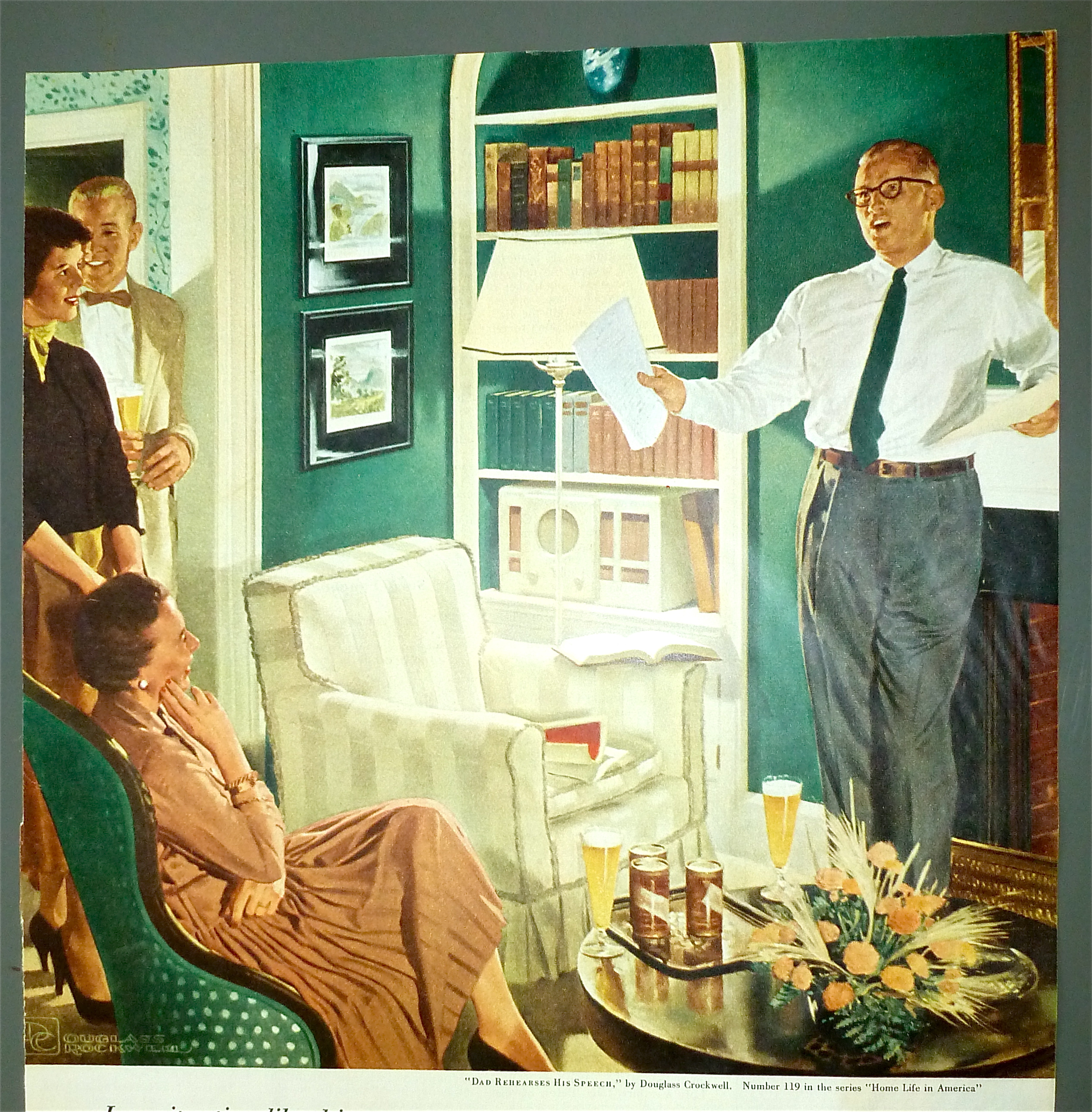 1956 Beer Belongs w/Dad Rehearses His Speech-Crockwell