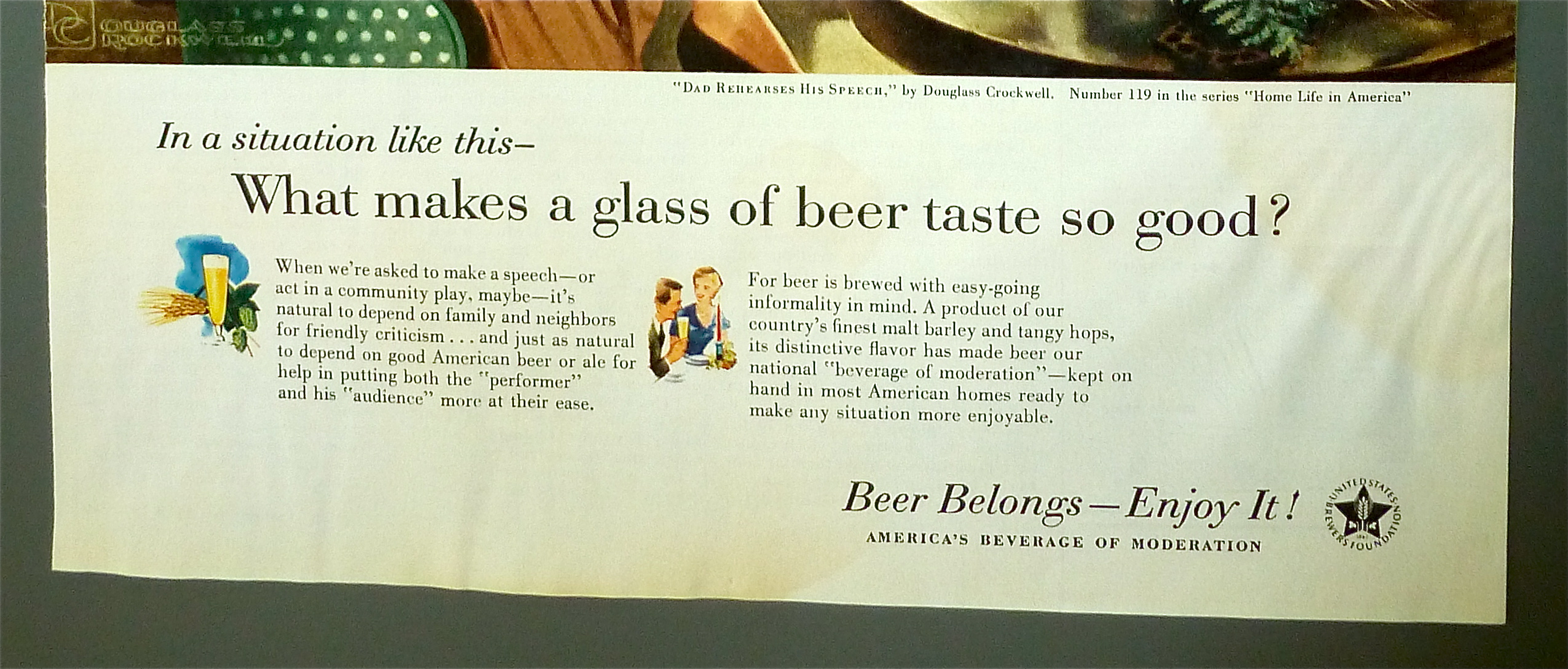 1956 Beer Belongs w/Dad Rehearses His Speech-Crockwell