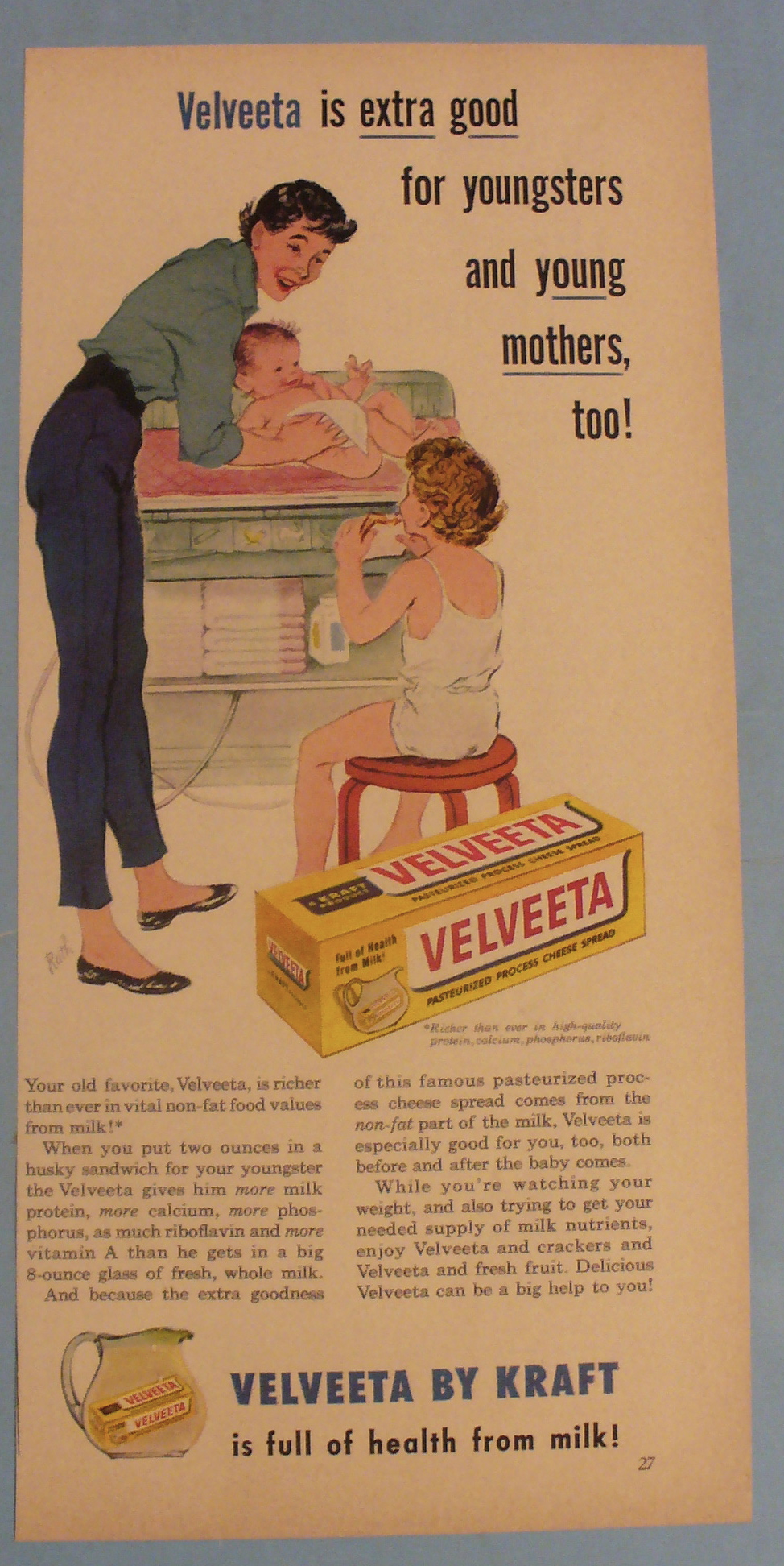1958 Velveeta Cheese Spread with Mom and Kids