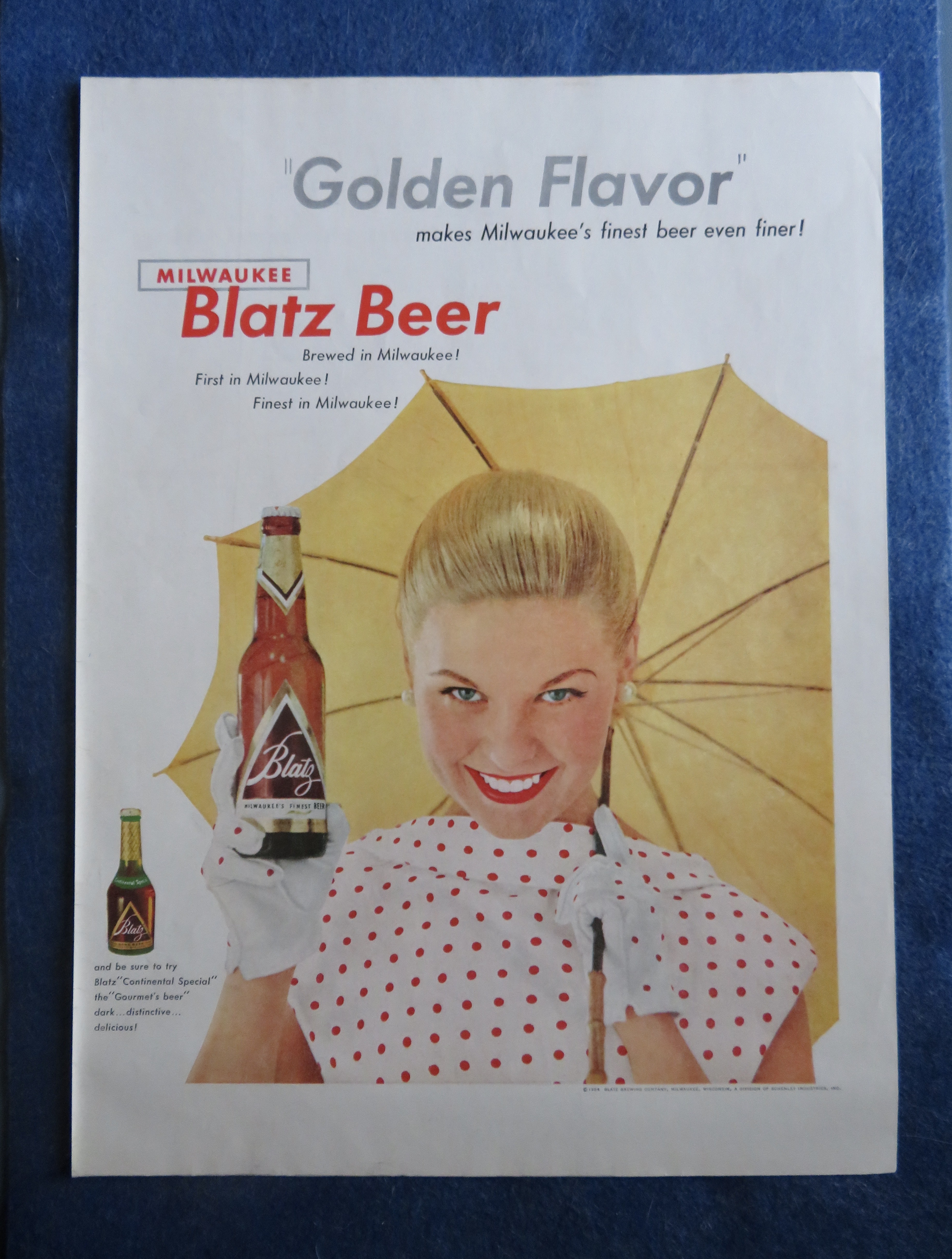 1954 Blatz Beer With Woman Smiling While Holding Bottle