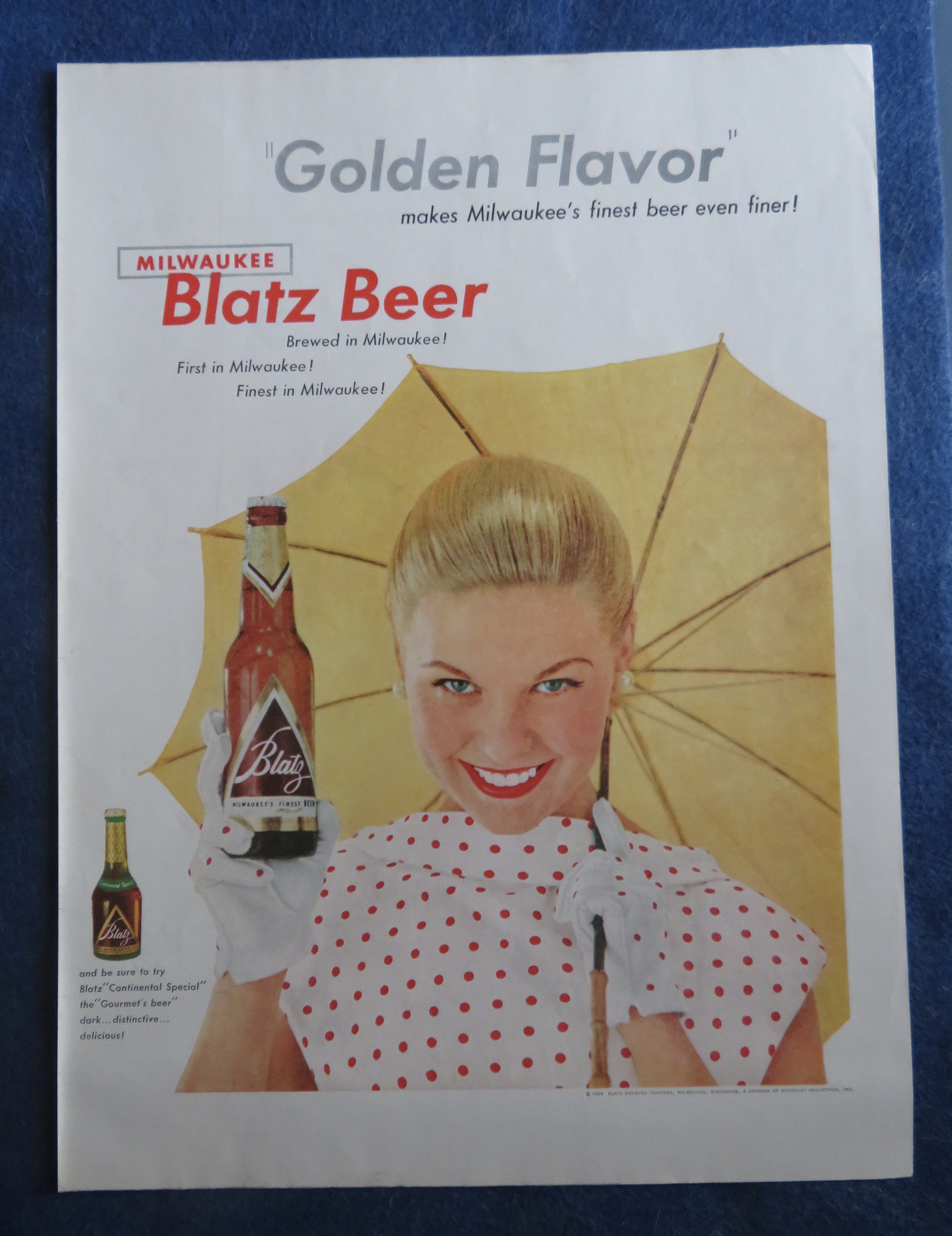 1954 Blatz Beer With Woman Smiling While Holding Bottle