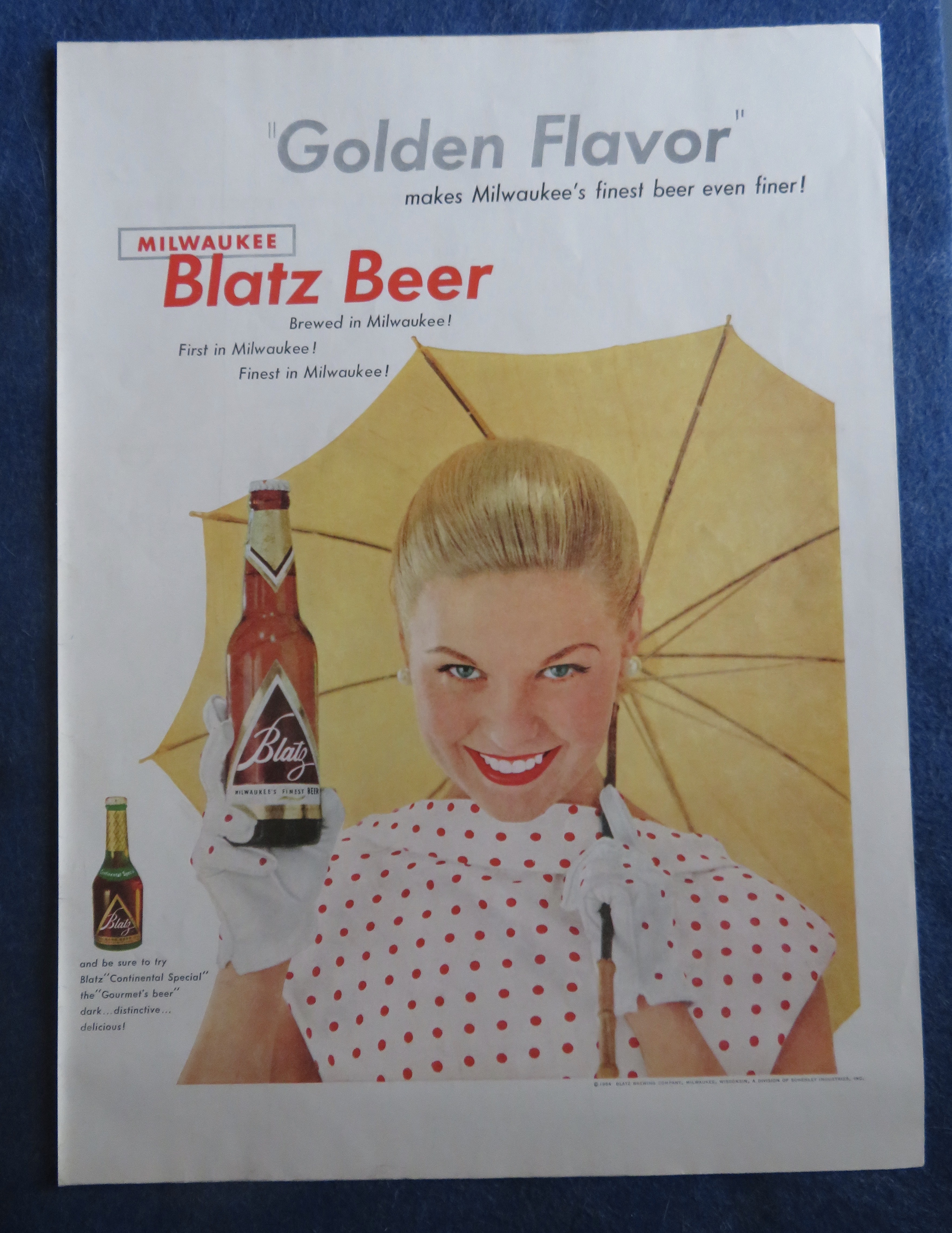 1954 Blatz Beer With Woman Smiling While Holding Bottle
