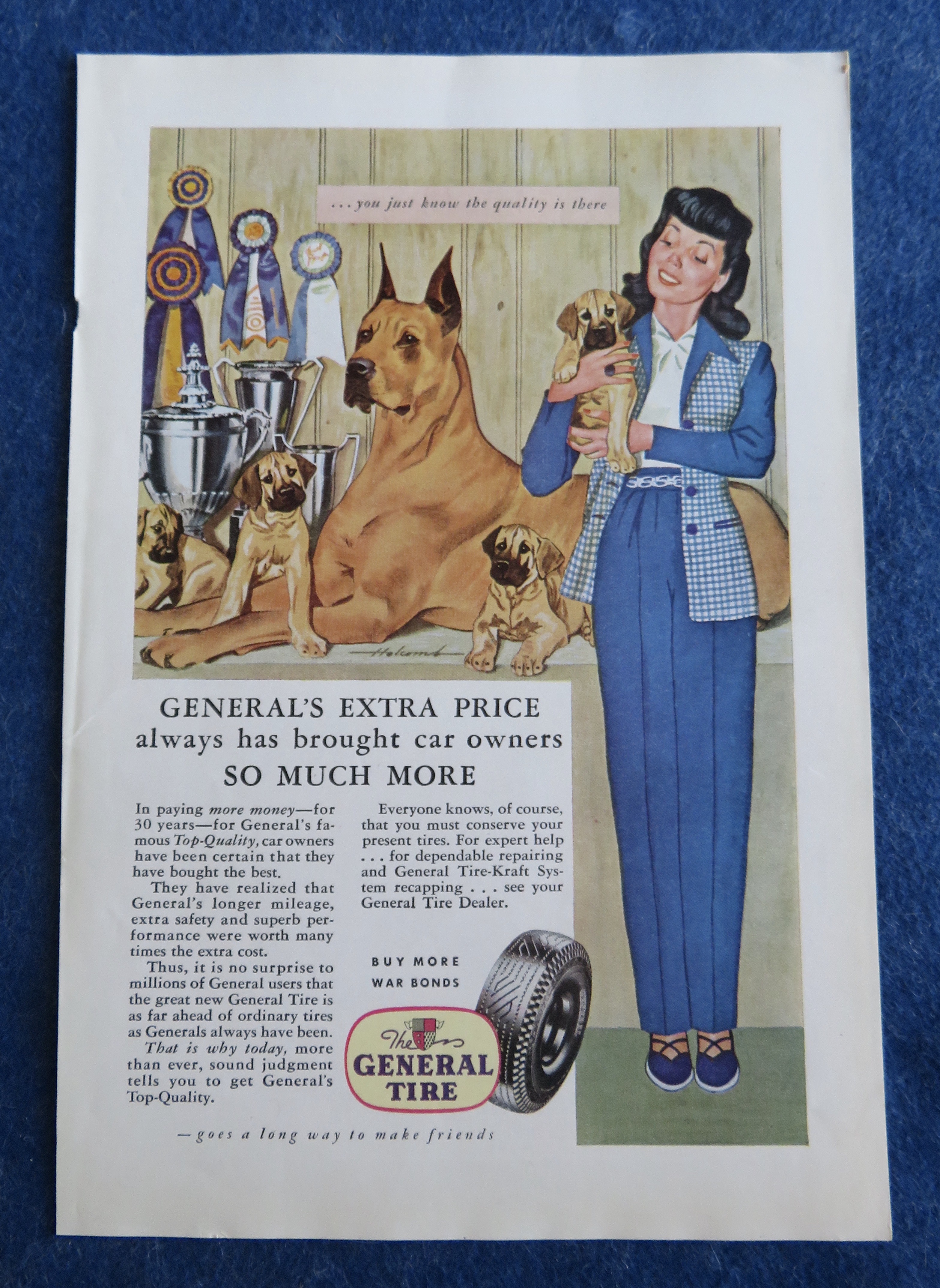 1944 General Tires with Lady Holding a Puppy