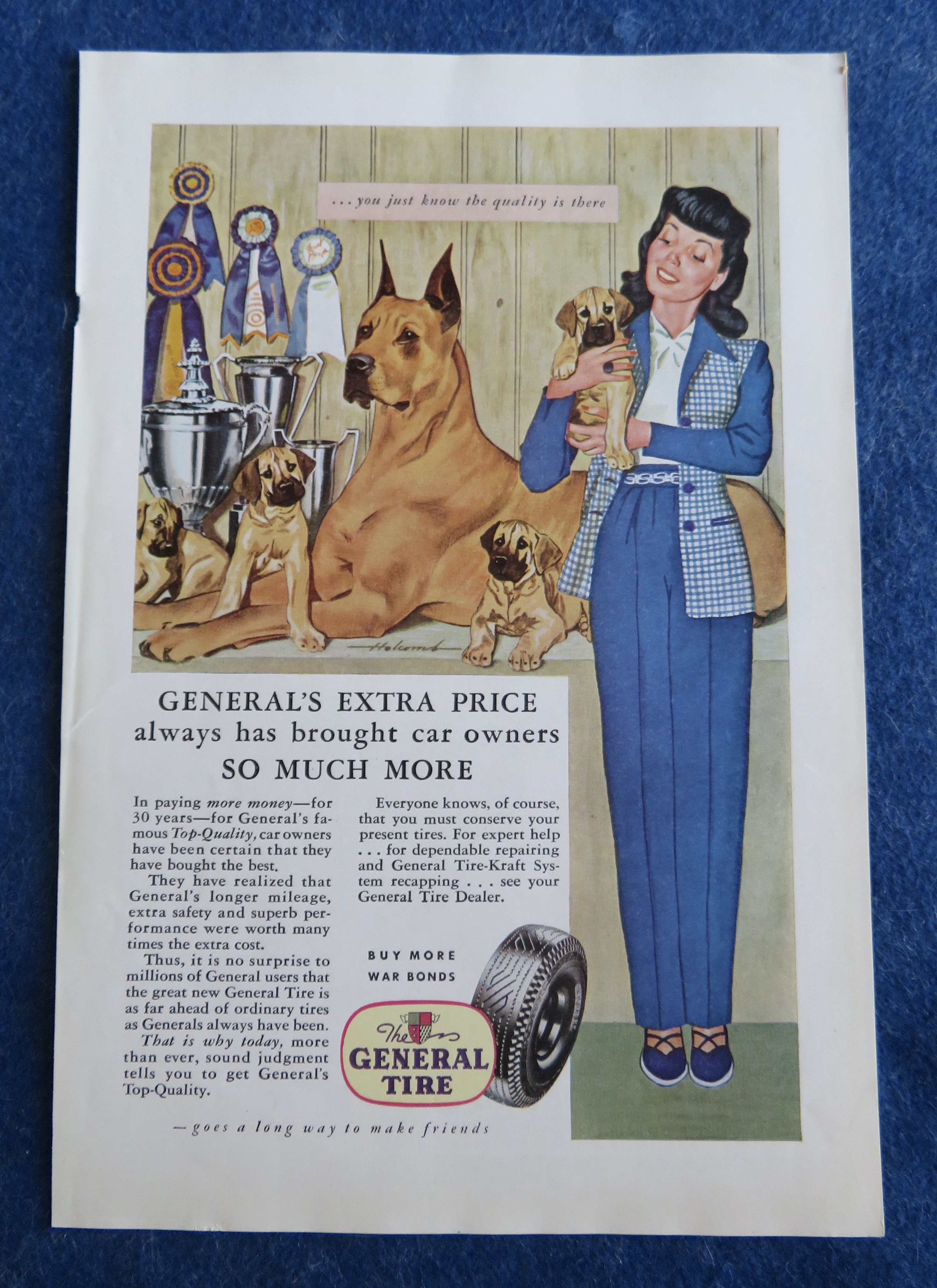 1944 General Tires with Lady Holding a Puppy