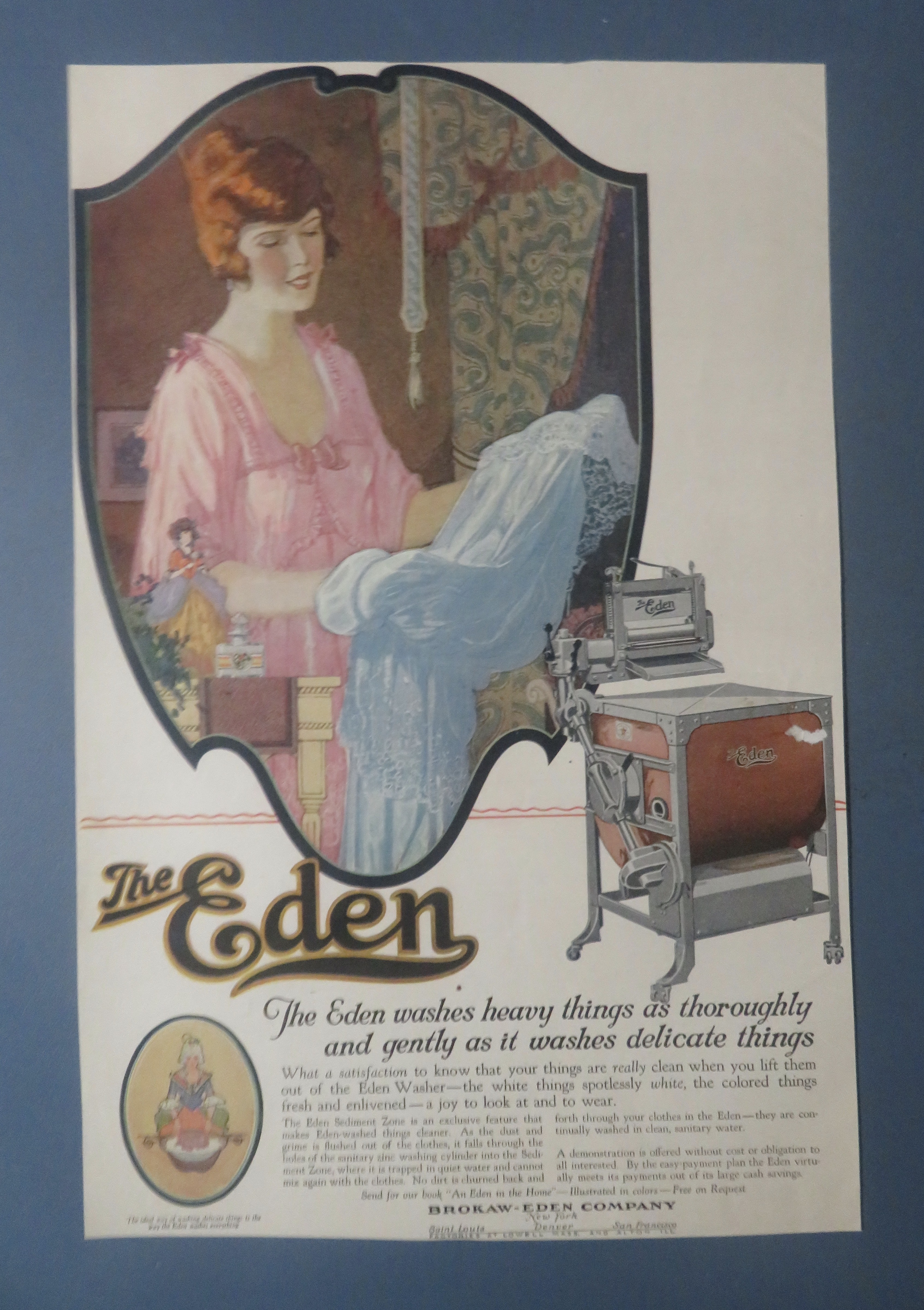 1920 The Eden Washing Machine with Woman Washing