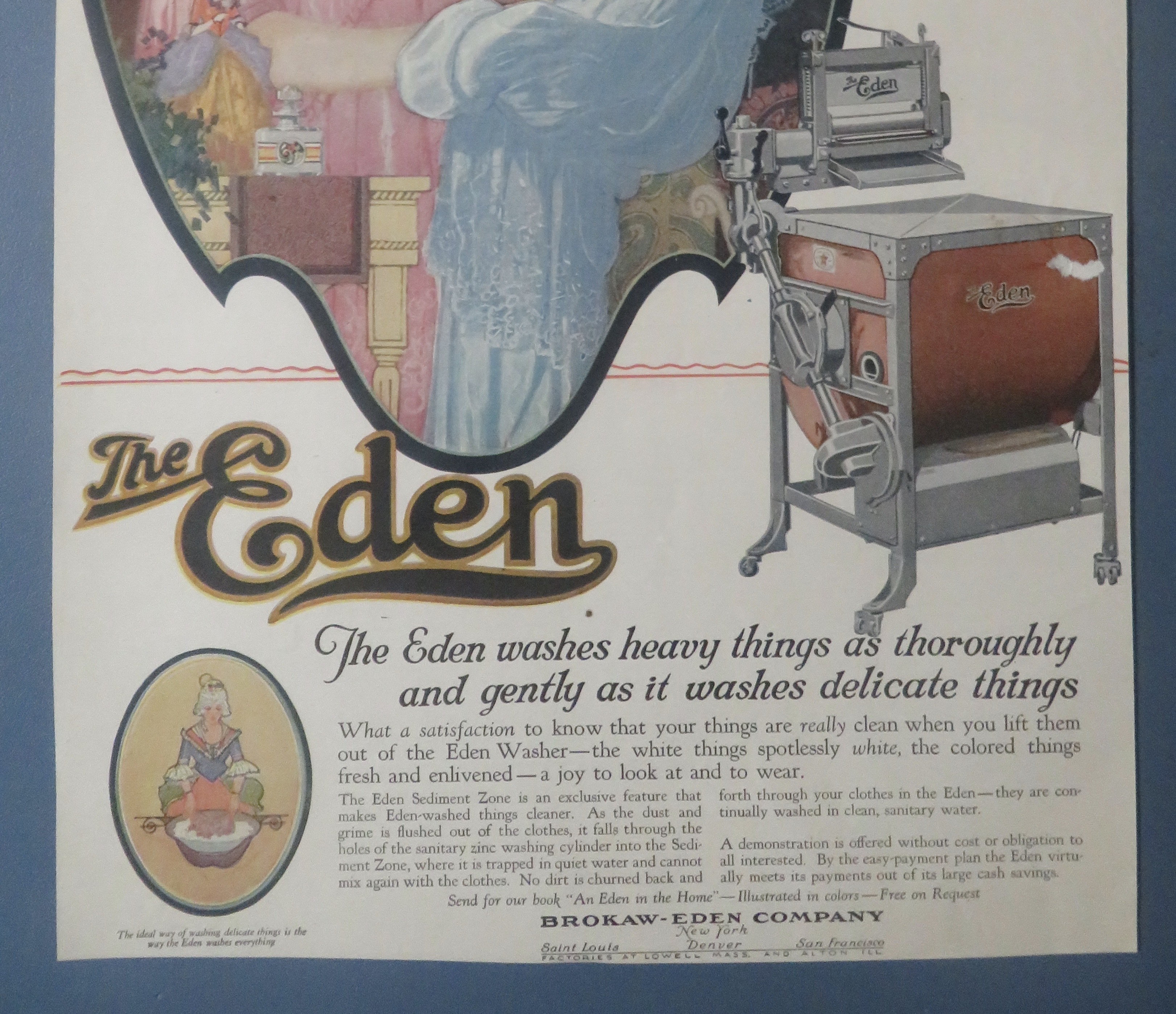 1920 The Eden Washing Machine with Woman Washing
