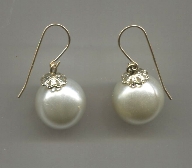 Large Faux Plastic Pearl Drops, Wire Pierced Earrings