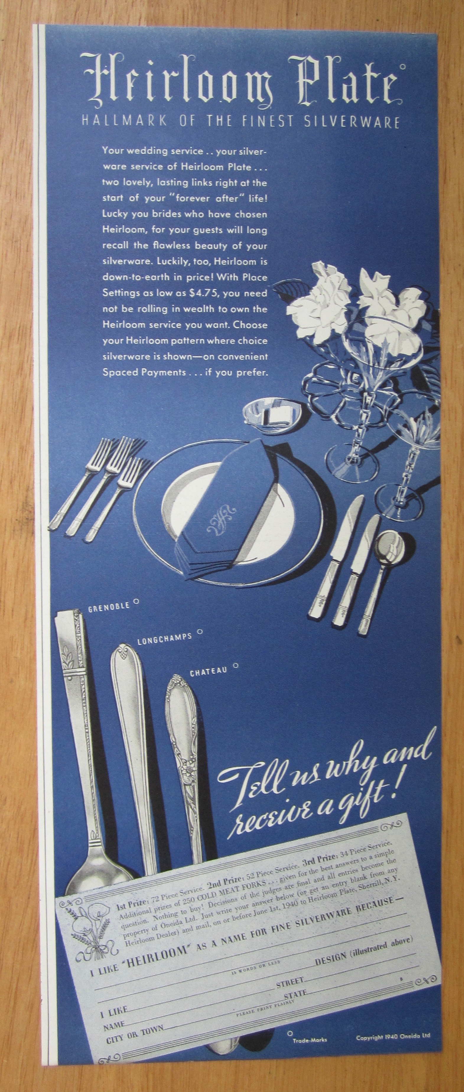 1939 Heirloom Plate Silverware with Chateau & More