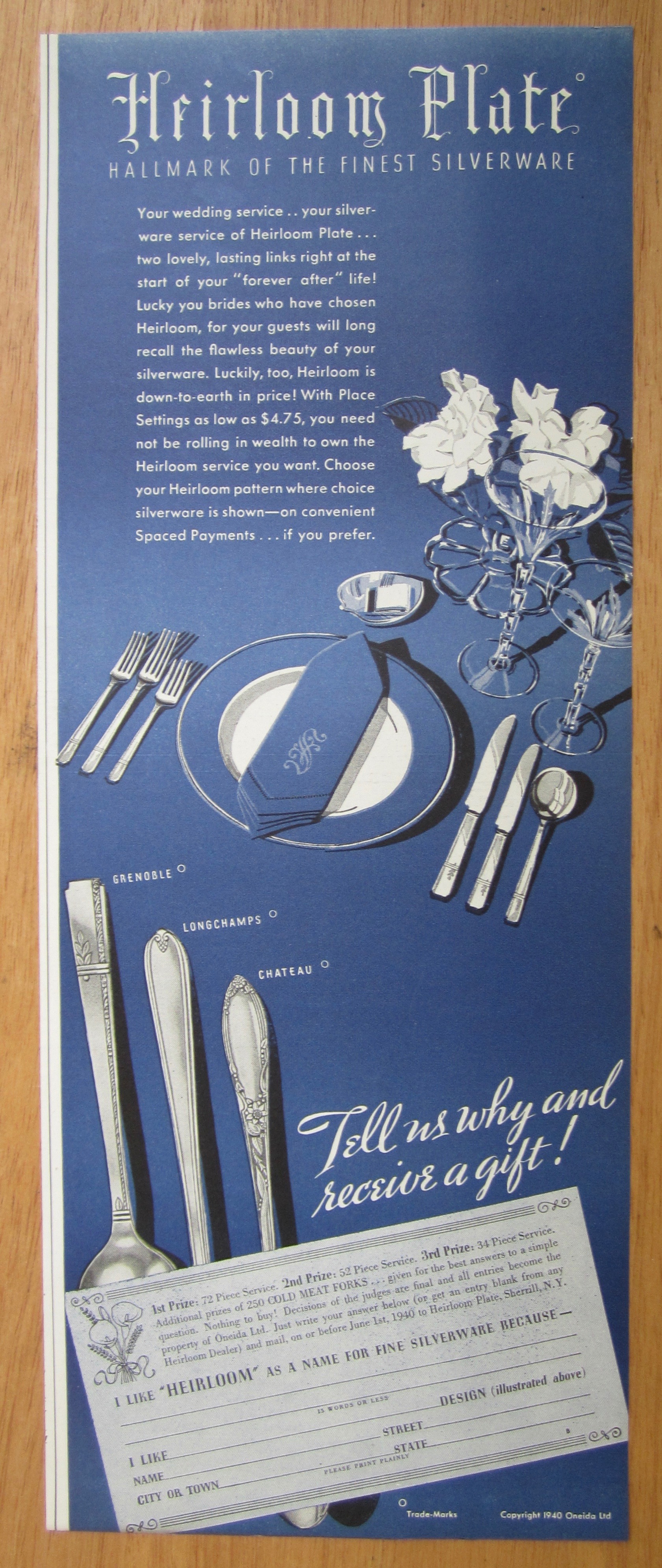1939 Heirloom Plate Silverware with Chateau & More