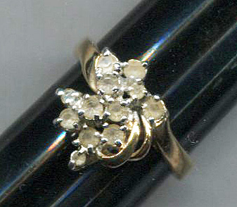 Cascade Of Clear Rhinestones Ring In Gold Tone Setting