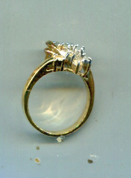 Cascade Of Clear Rhinestones Ring In Gold Tone Setting