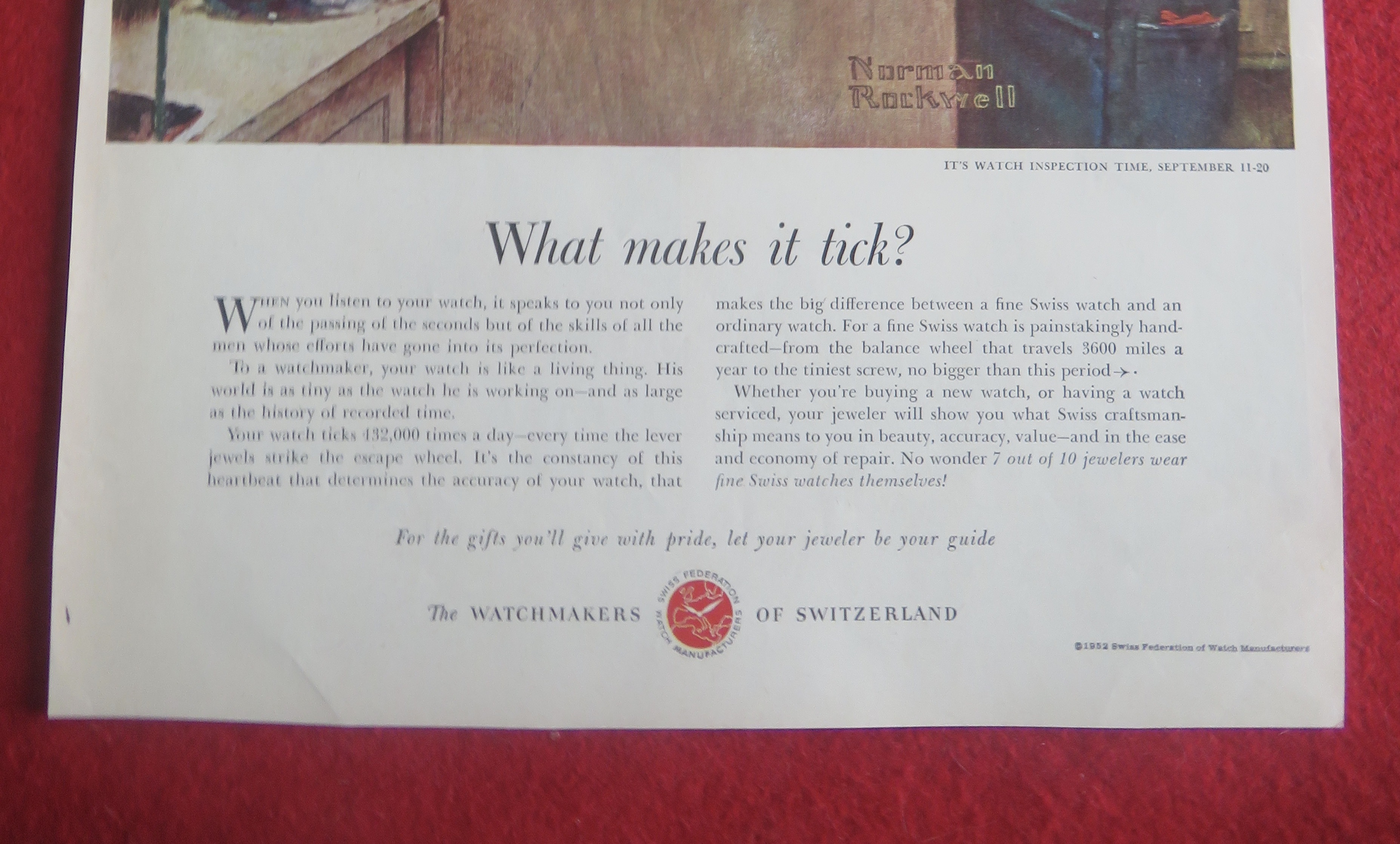 1952 Watchmakers Of Switzerland By Norman Rockwell