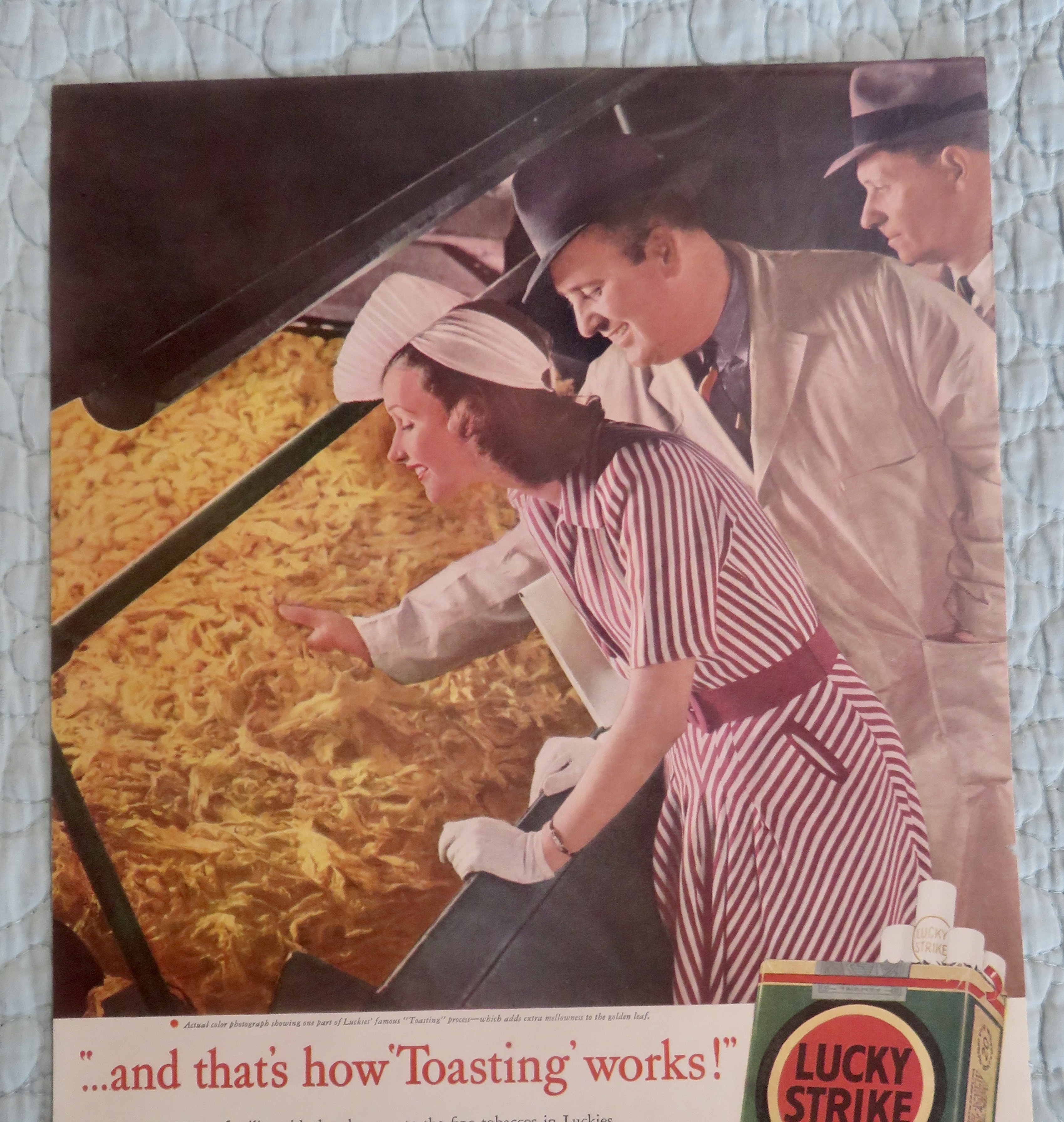 1940 Lucky Strike Cigarettes with Tobacco Being Toasted
