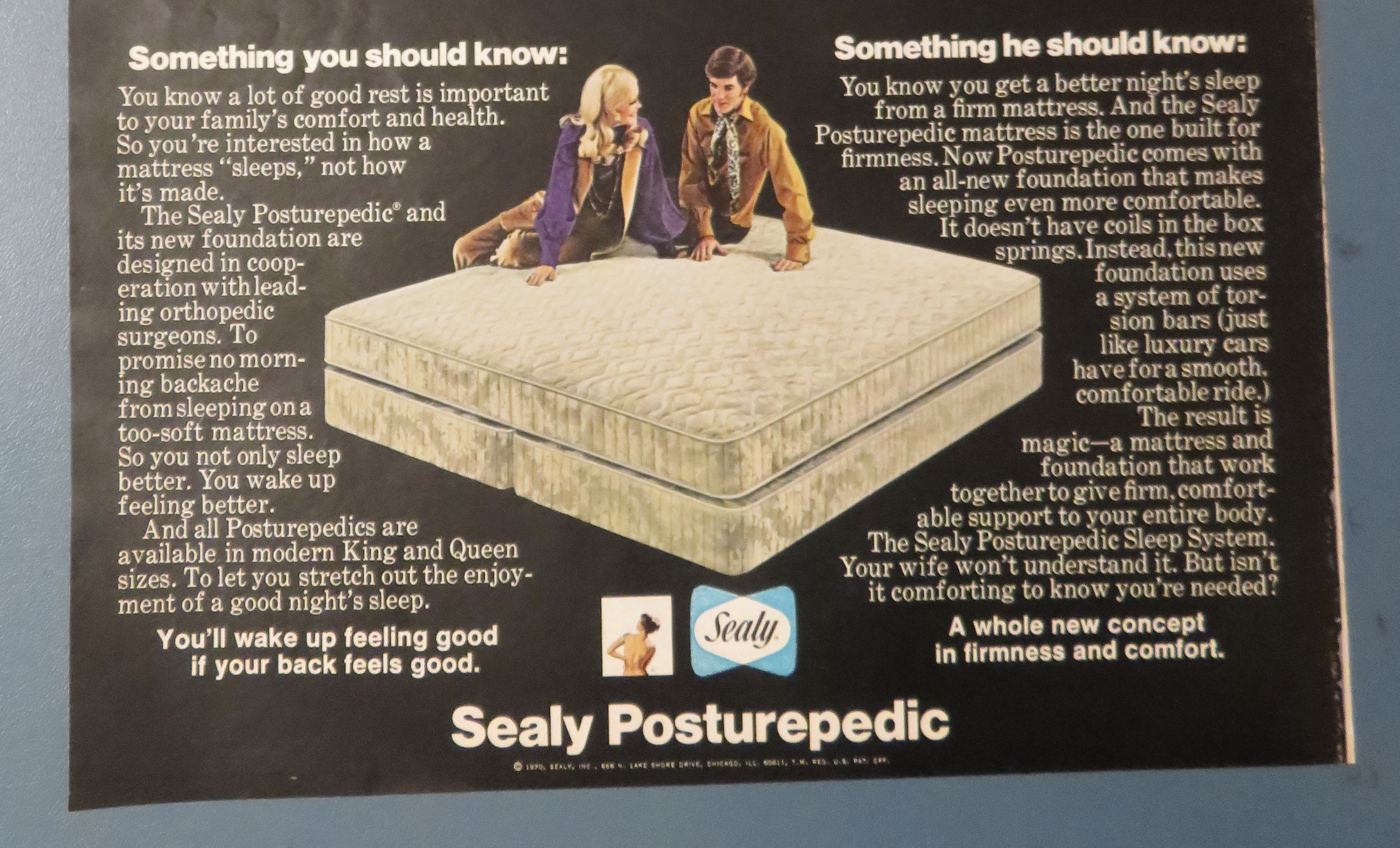1970 Sealy Posturepedic Mattress with Man & Woman